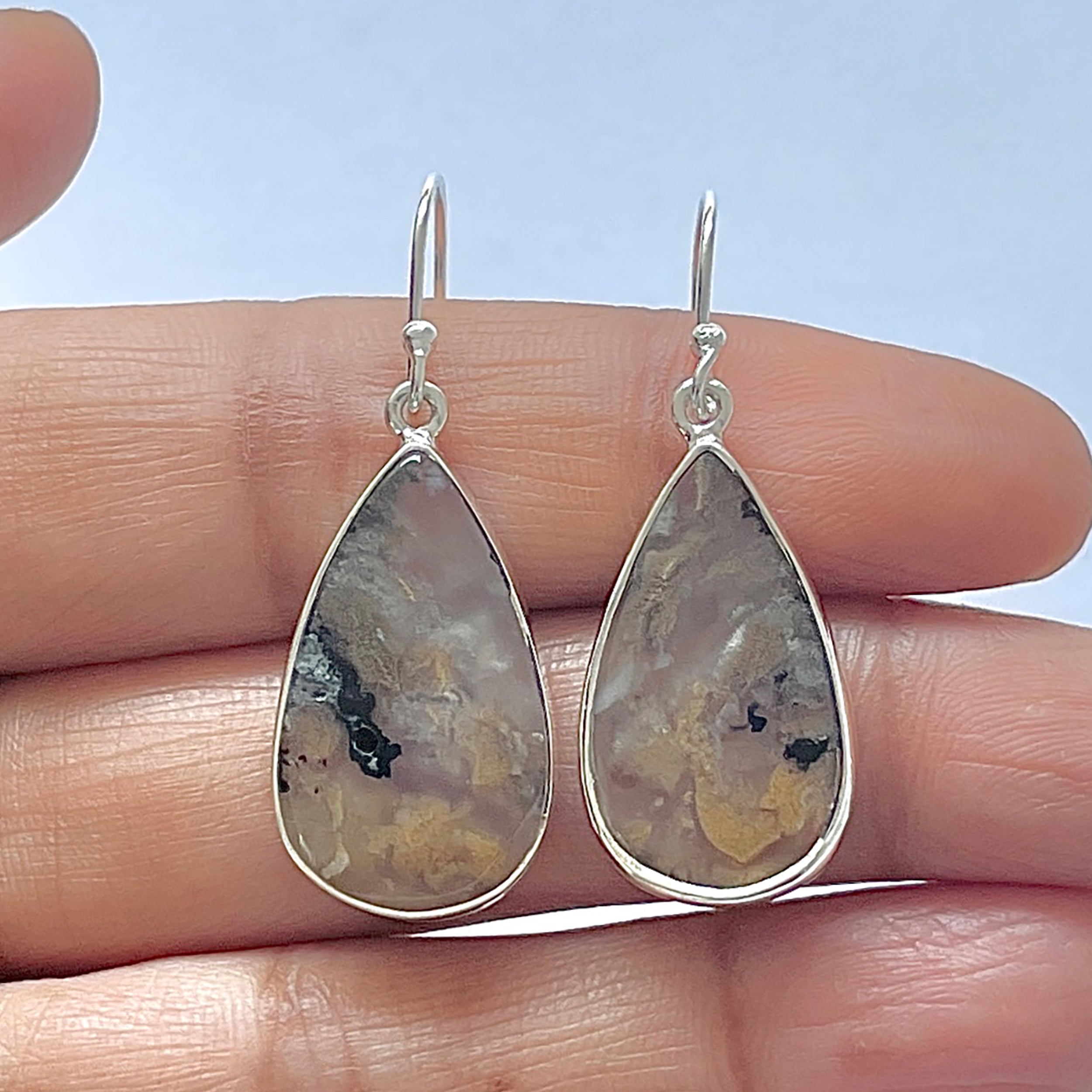 Plume Agate Earring-(PLA-3-18)
