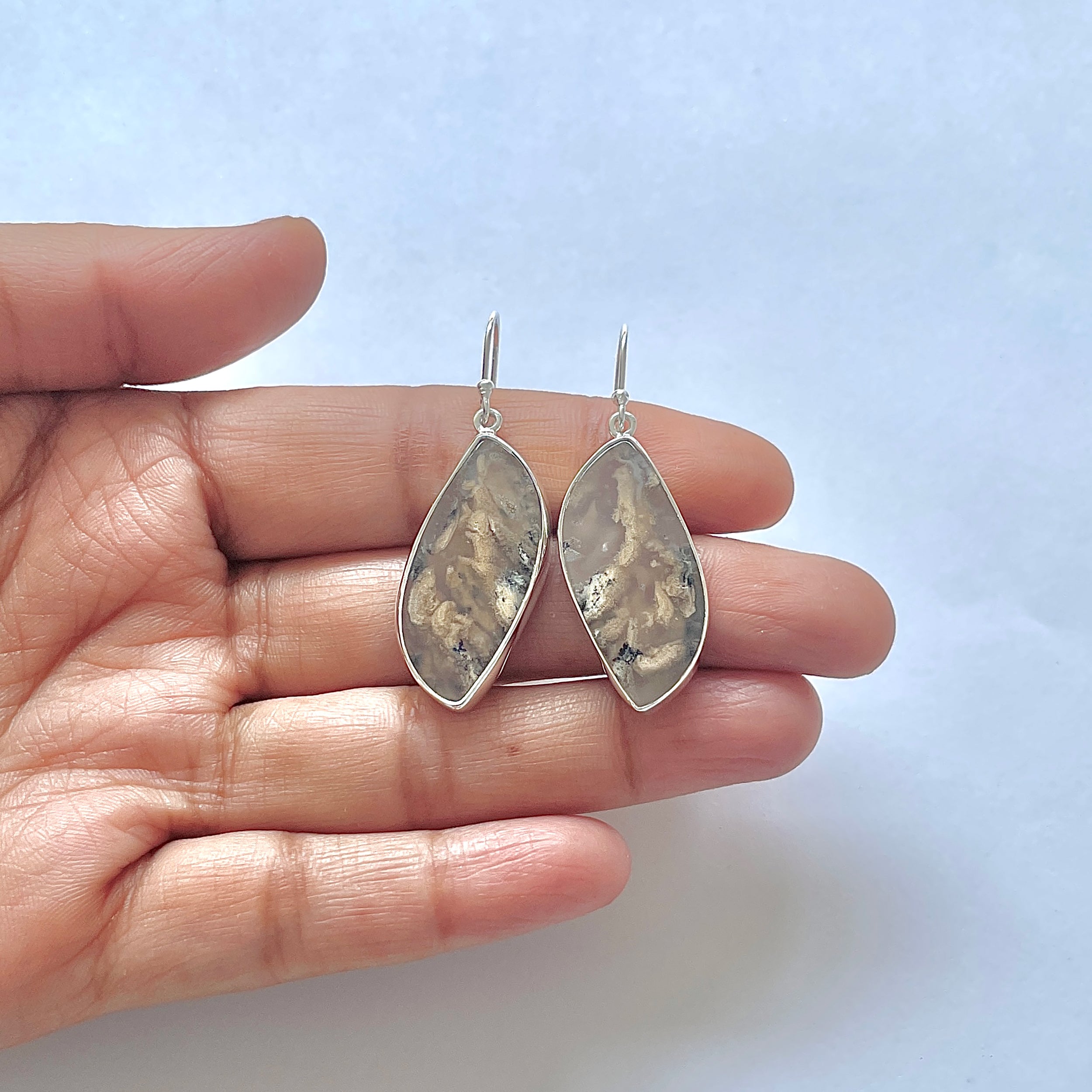 Plume Agate Earring-(PLA-3-19)