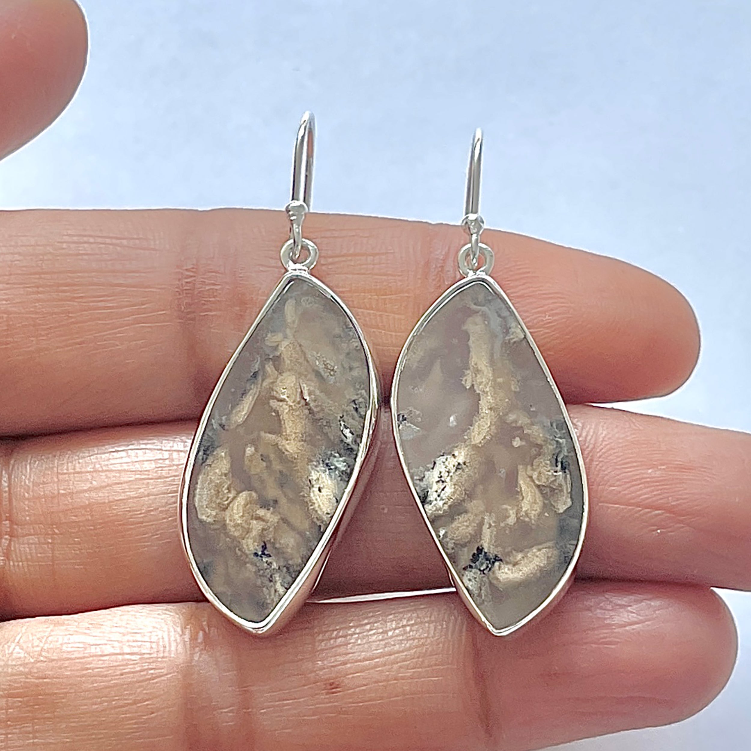 Plume Agate Earring-(PLA-3-19)