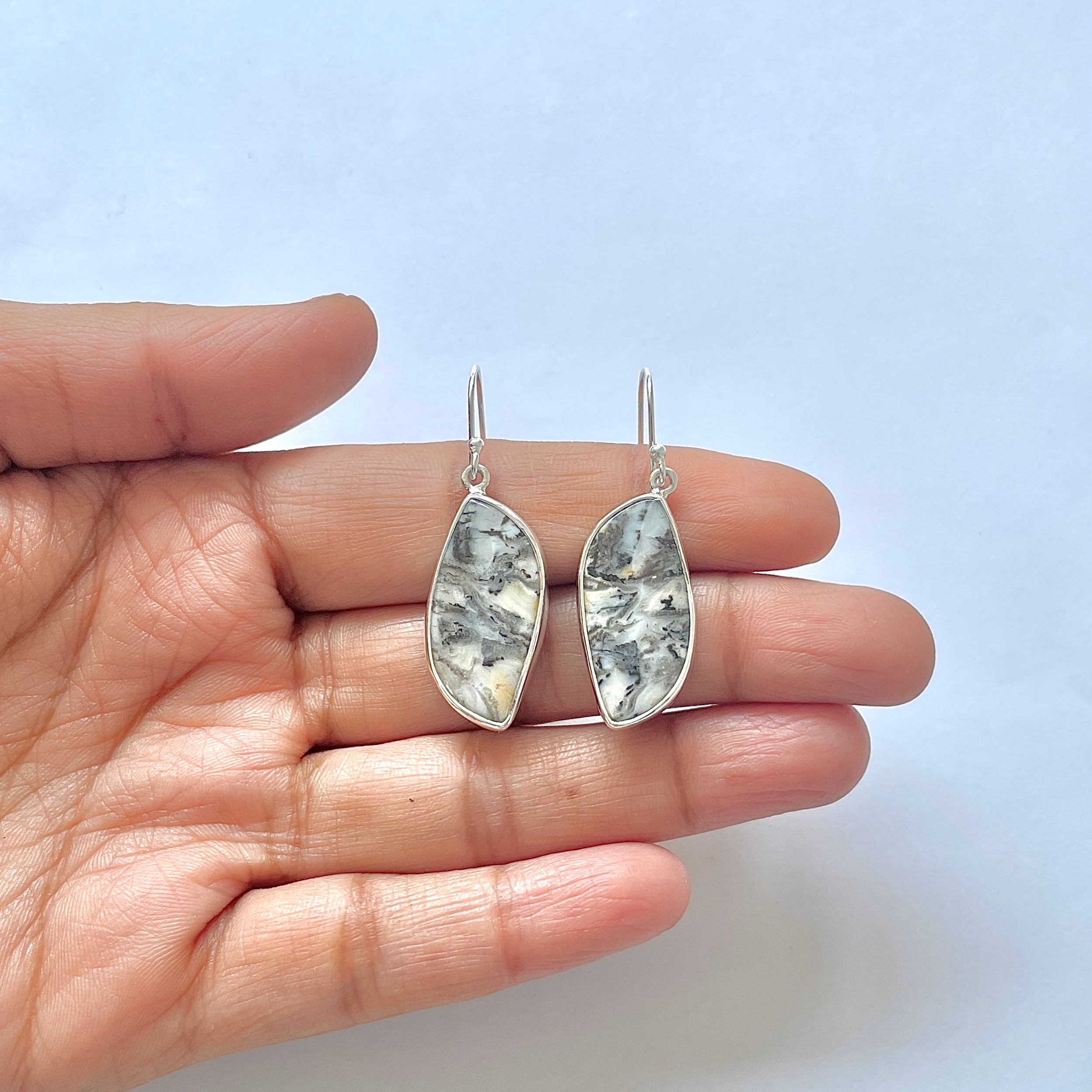 Plume Agate Earring-(PLA-3-2)