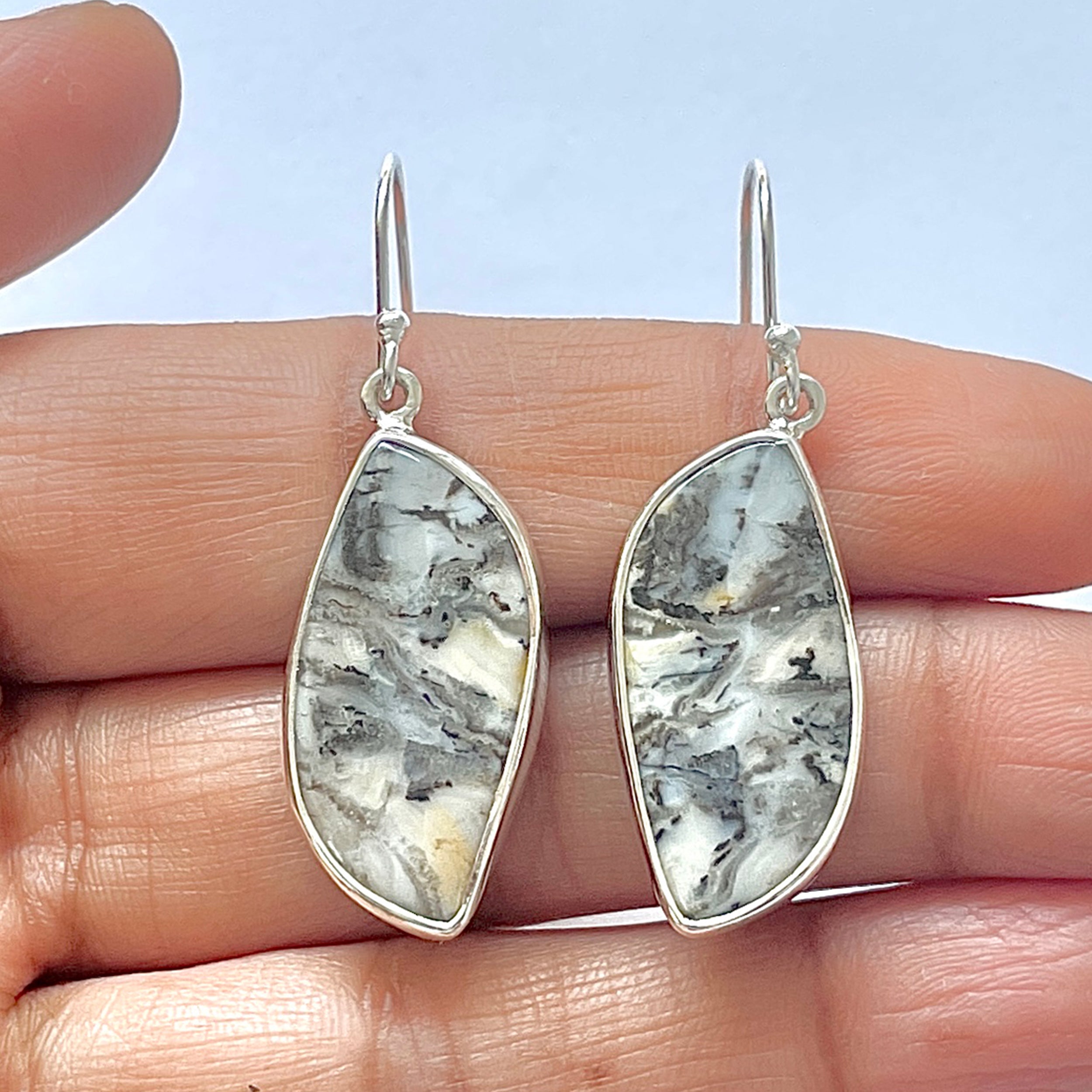 Plume Agate Earring-(PLA-3-2)