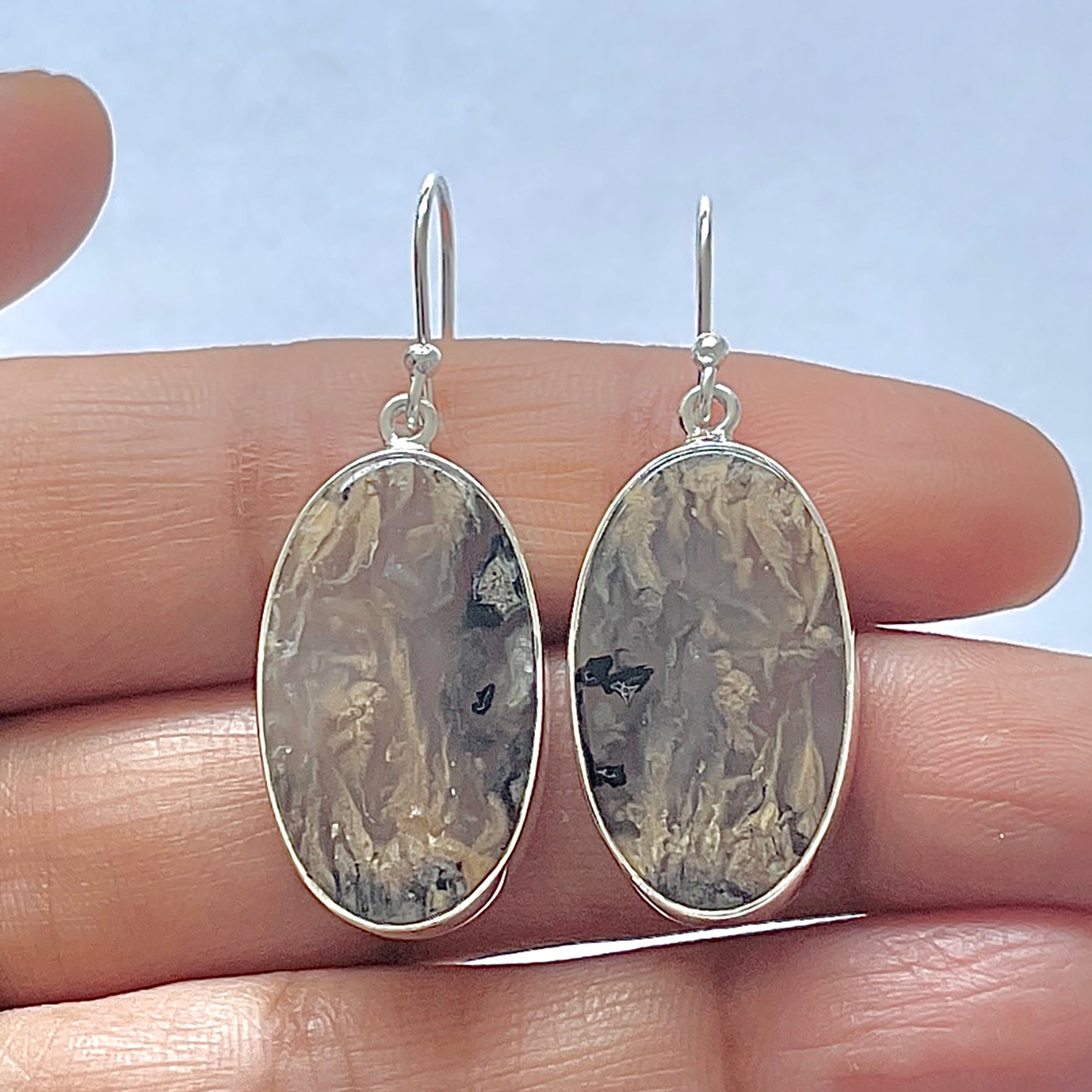 Plume Agate Earring-(PLA-3-20)
