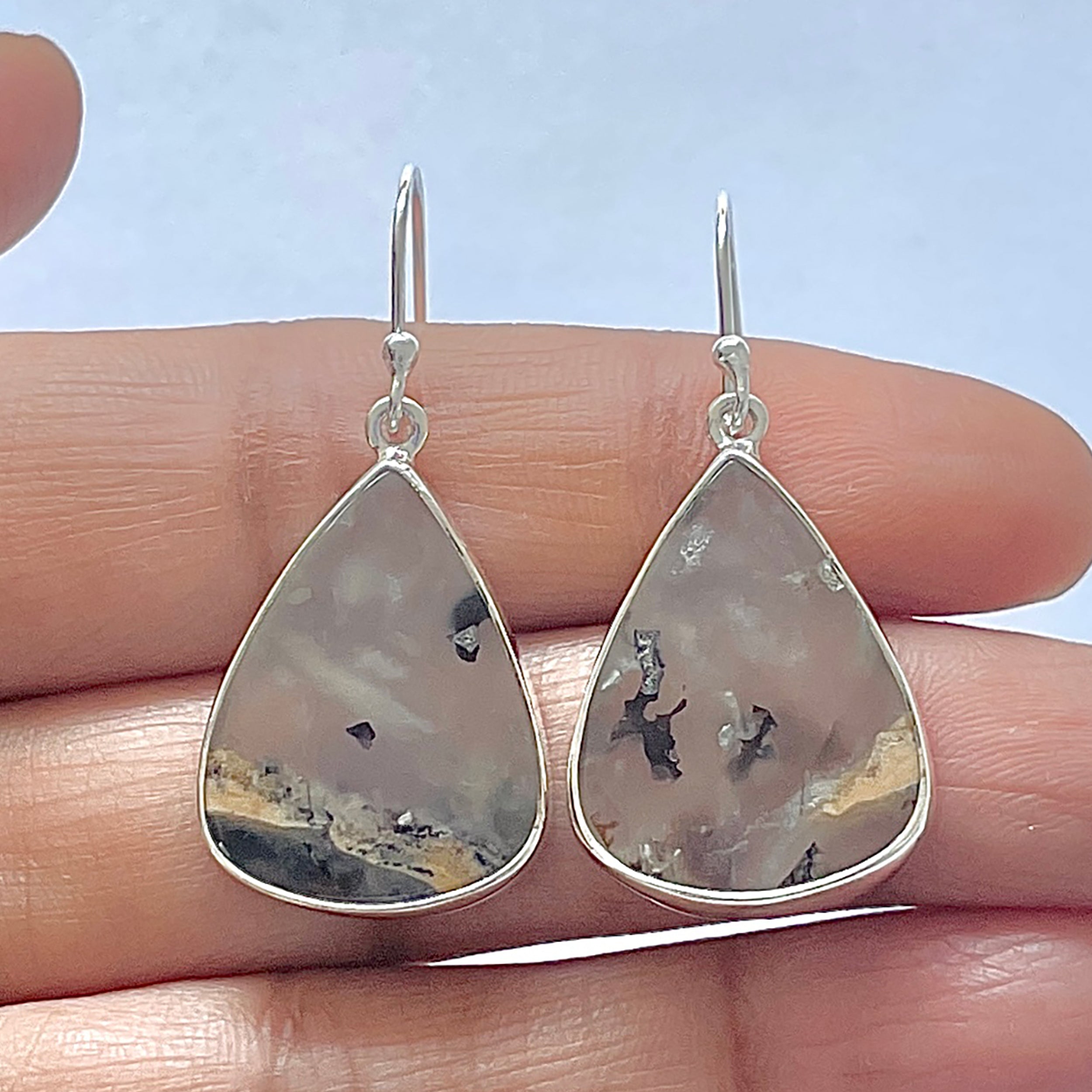 Plume Agate Earring-(PLA-3-21)