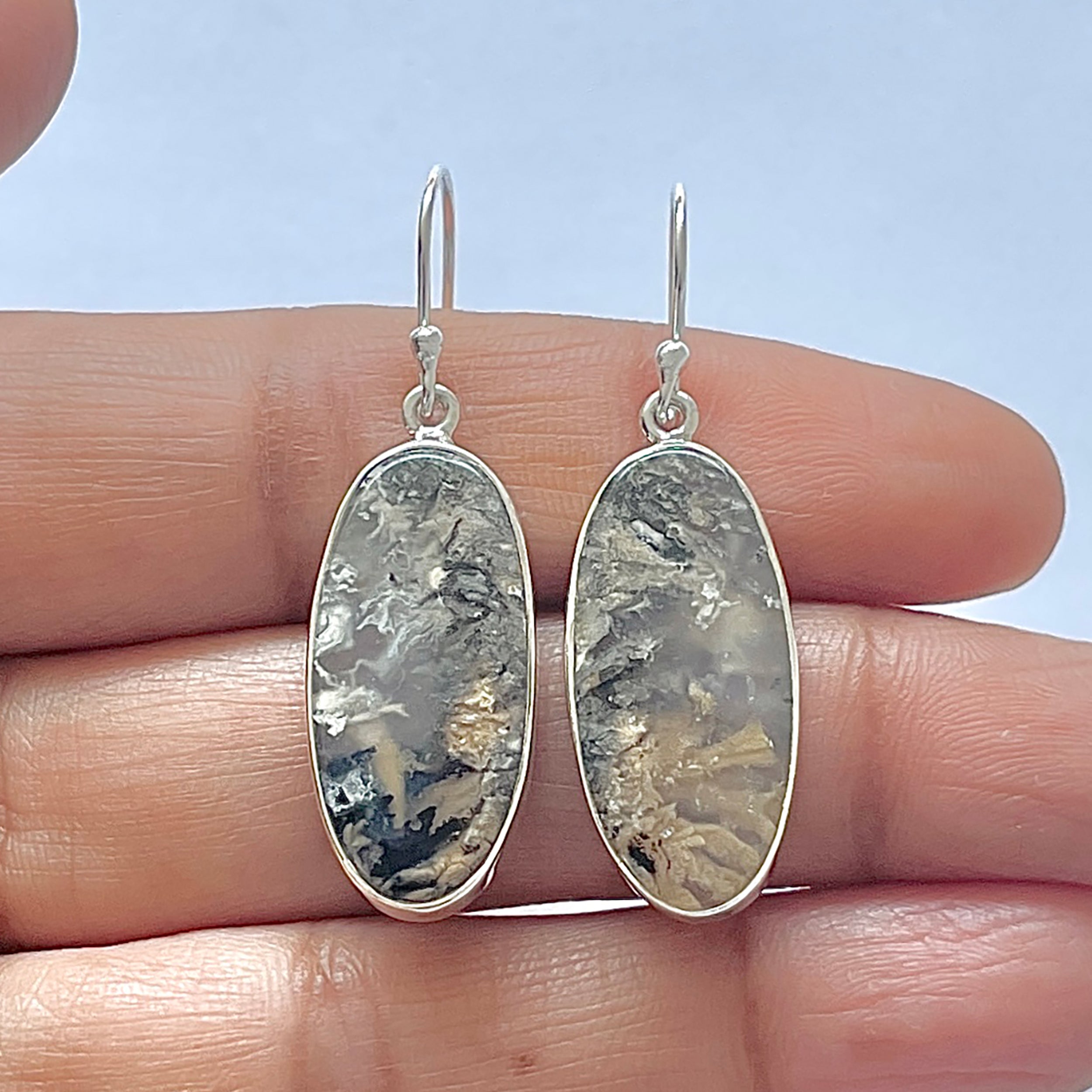 Plume Agate Earring-(PLA-3-22)