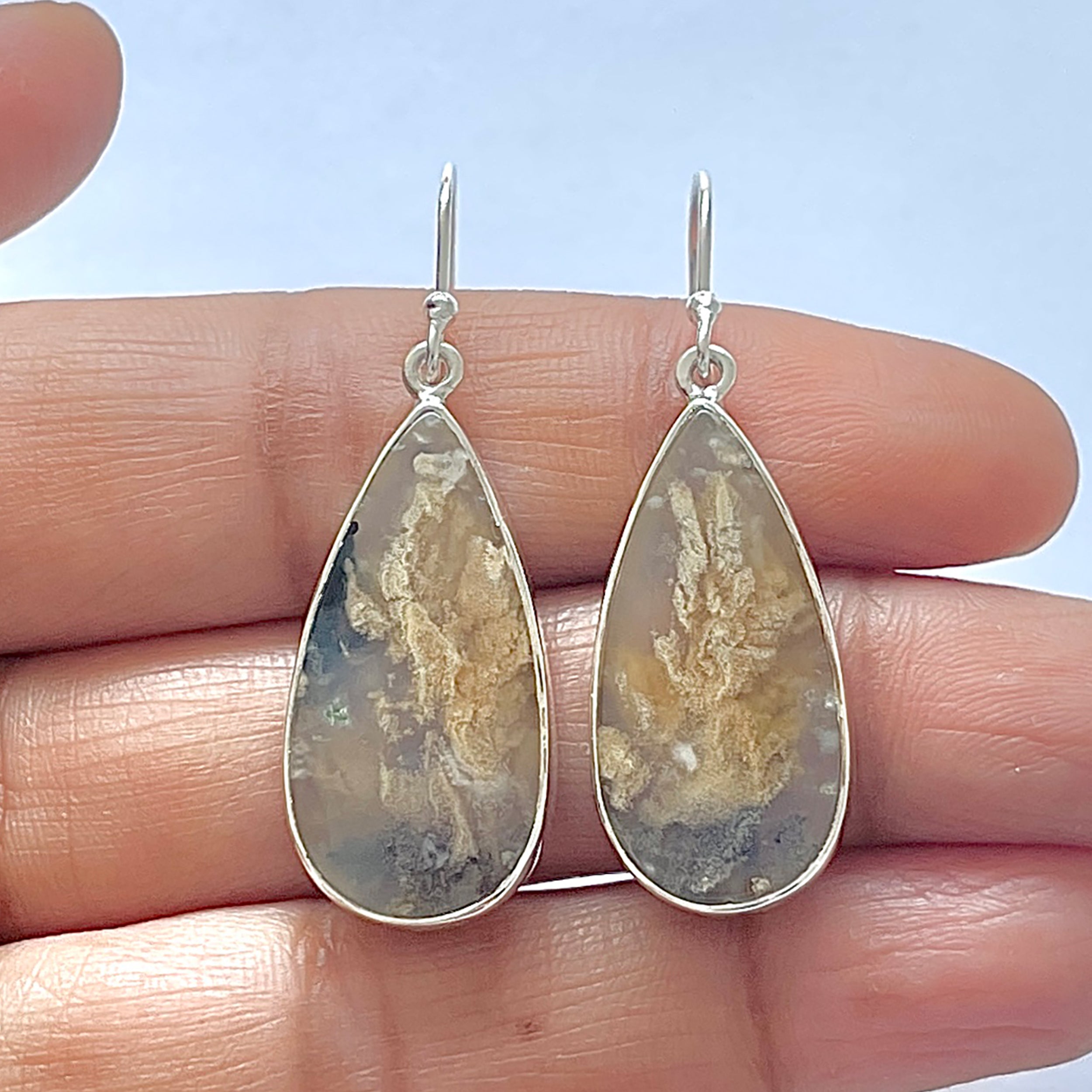 Plume Agate Earring-(PLA-3-26)