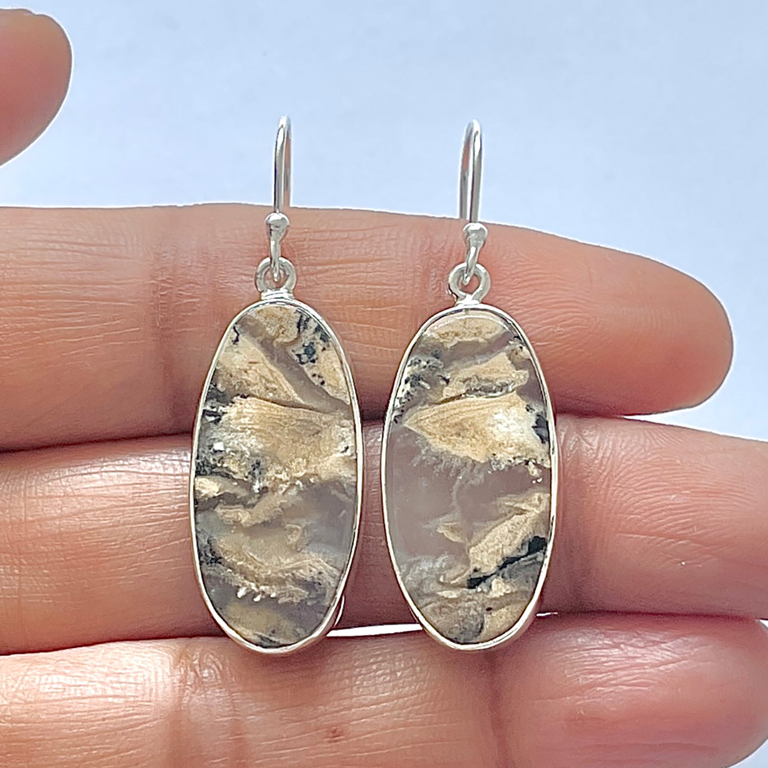 Plume Agate Earring-(PLA-3-27)