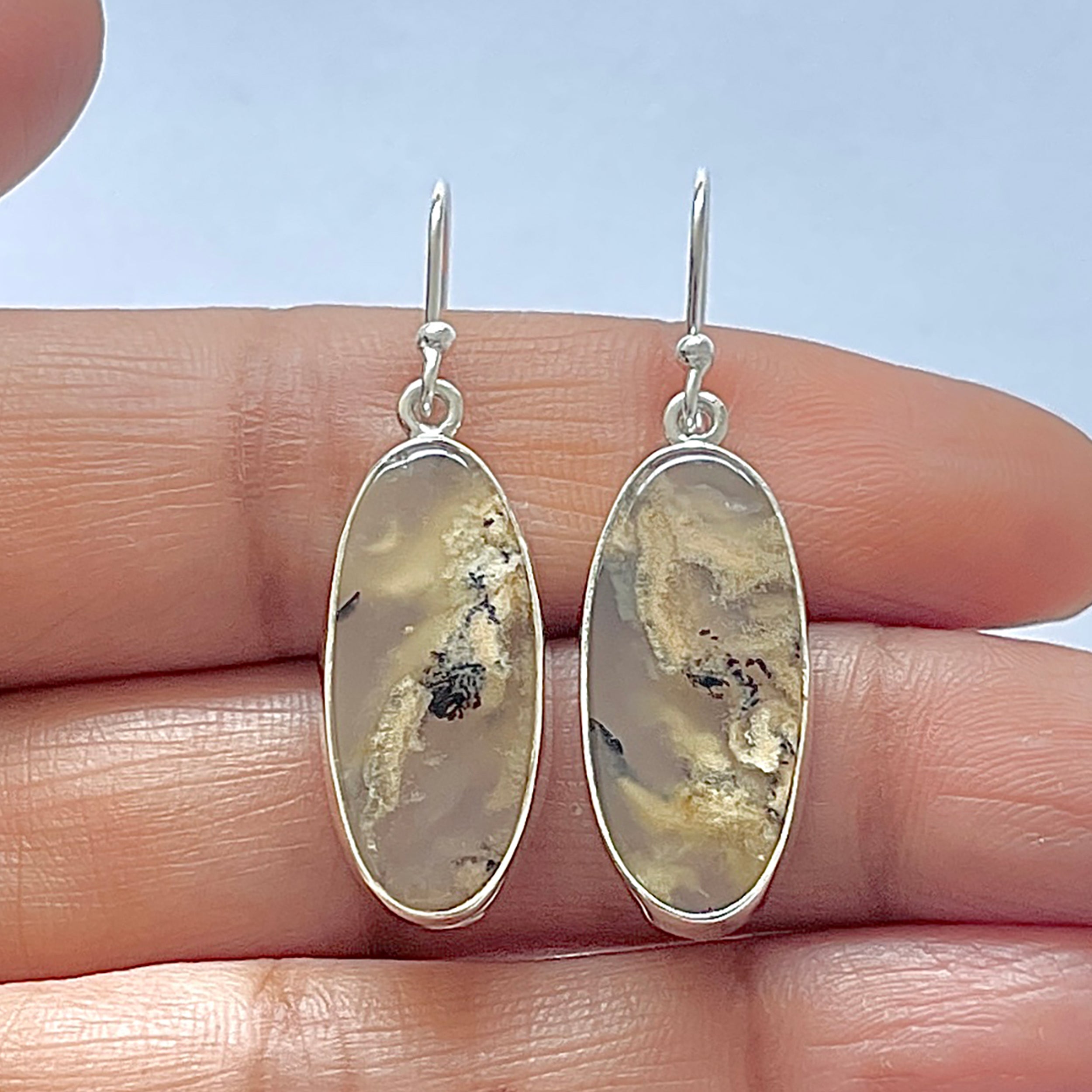 Plume Agate Earring-(PLA-3-28)