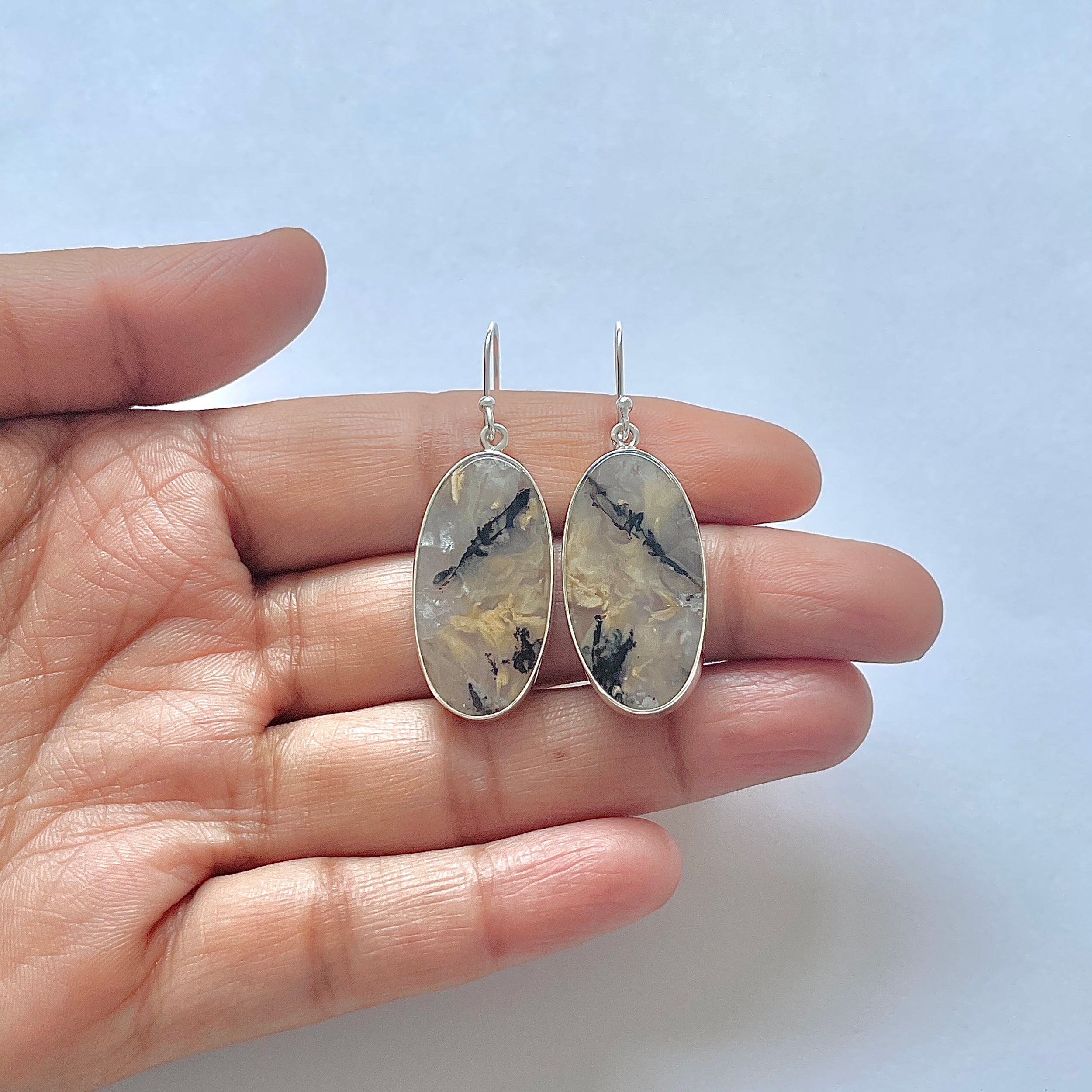 Plume Agate Earring-(PLA-3-3)