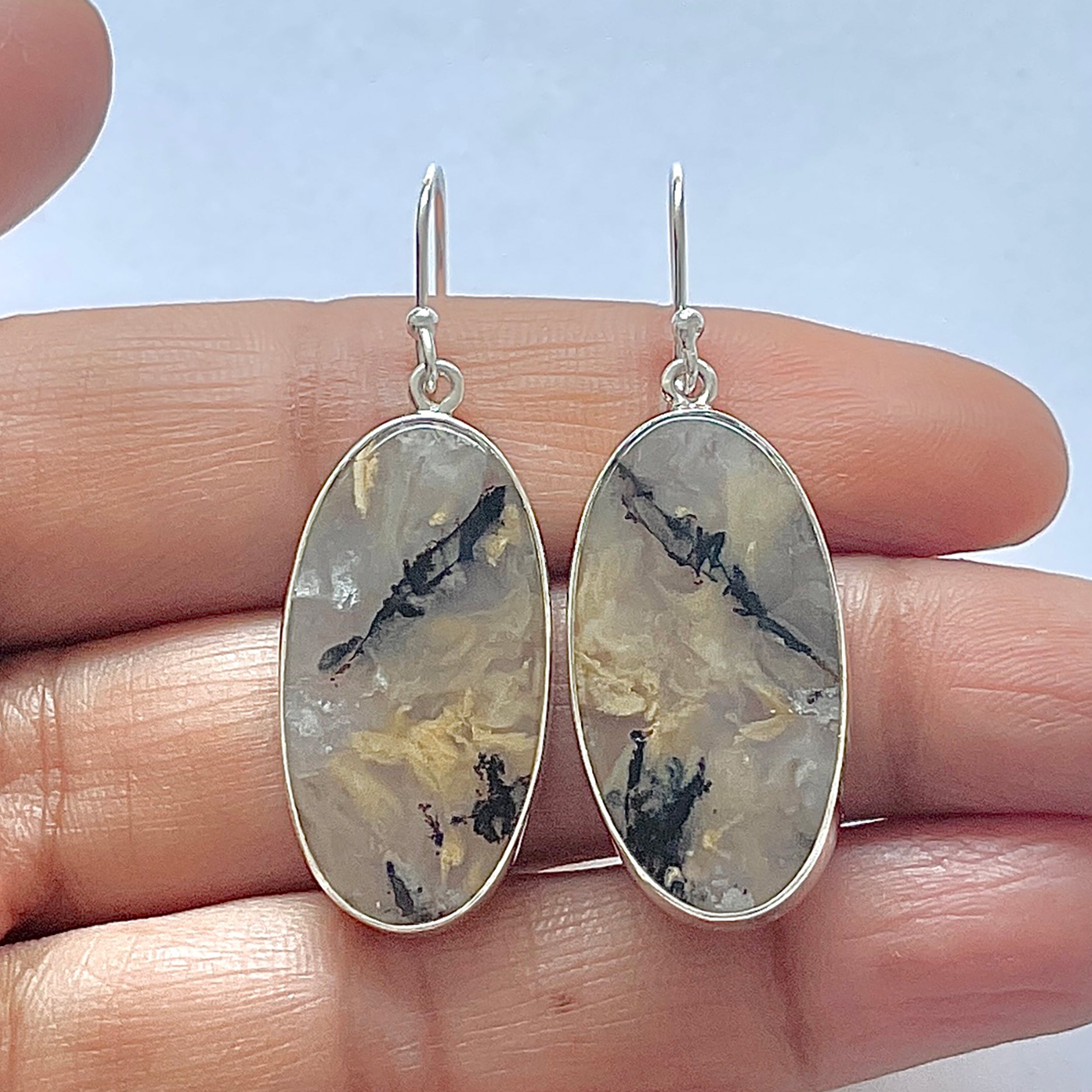 Plume Agate Earring-(PLA-3-3)