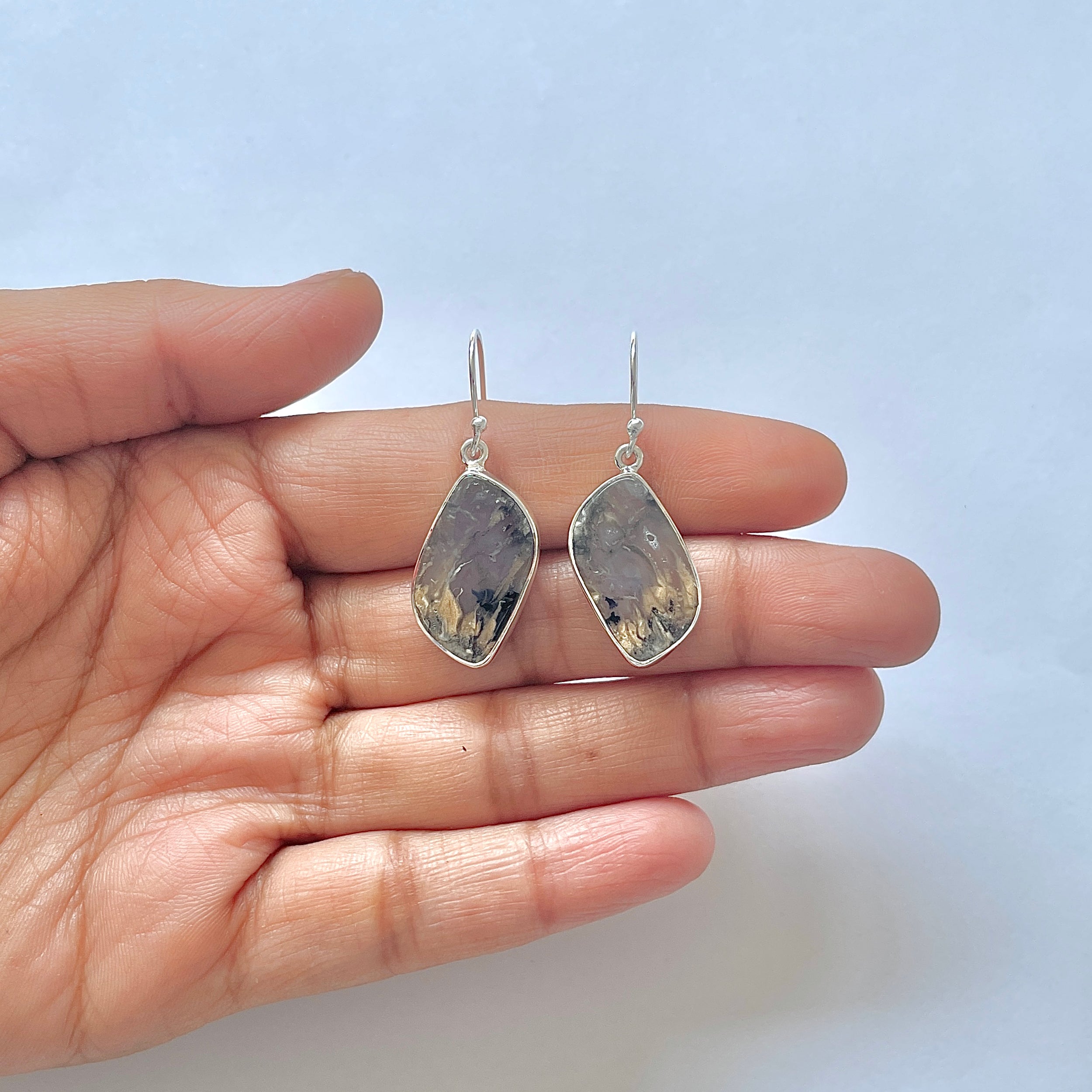 Plume Agate Earring-(PLA-3-4)