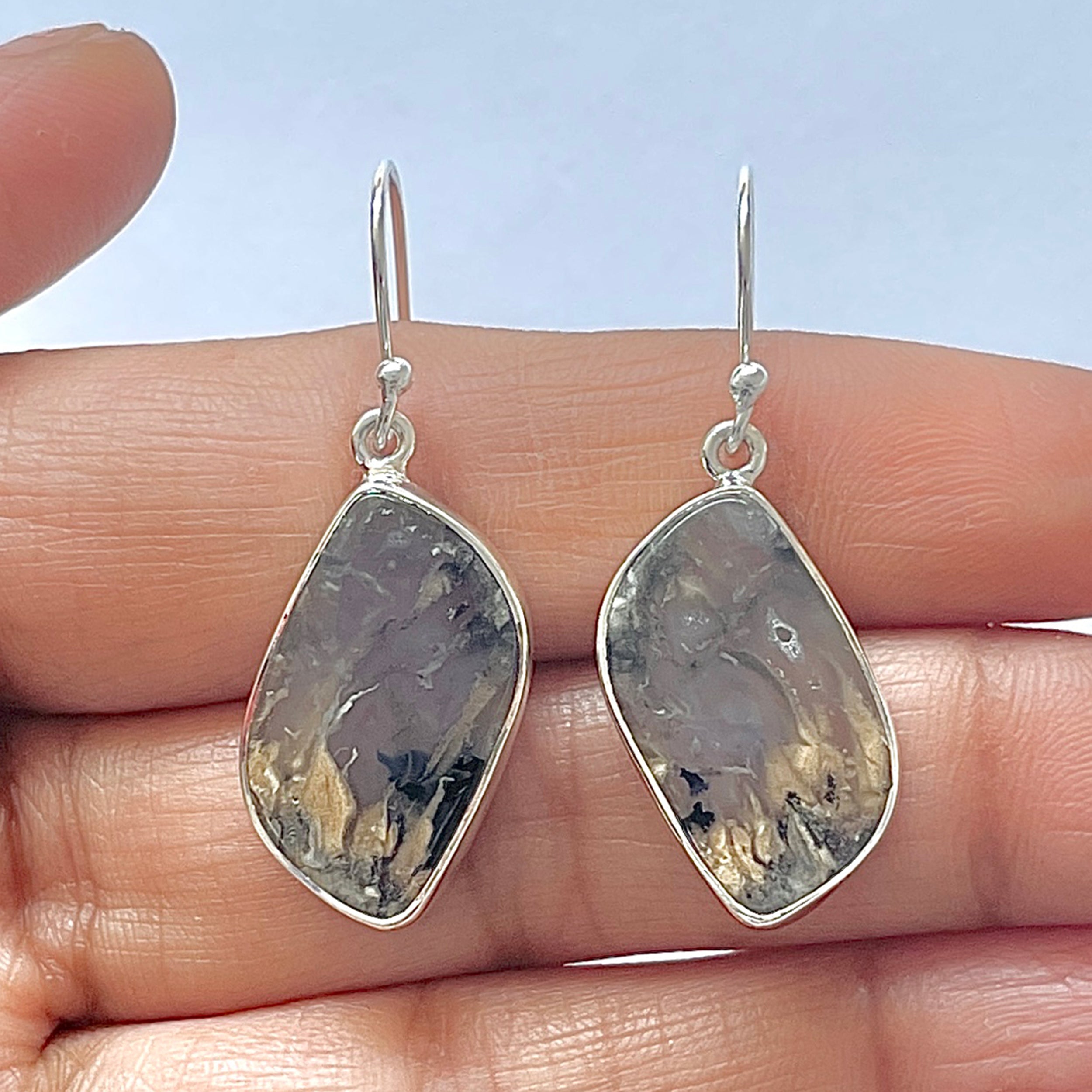 Plume Agate Earring-(PLA-3-4)