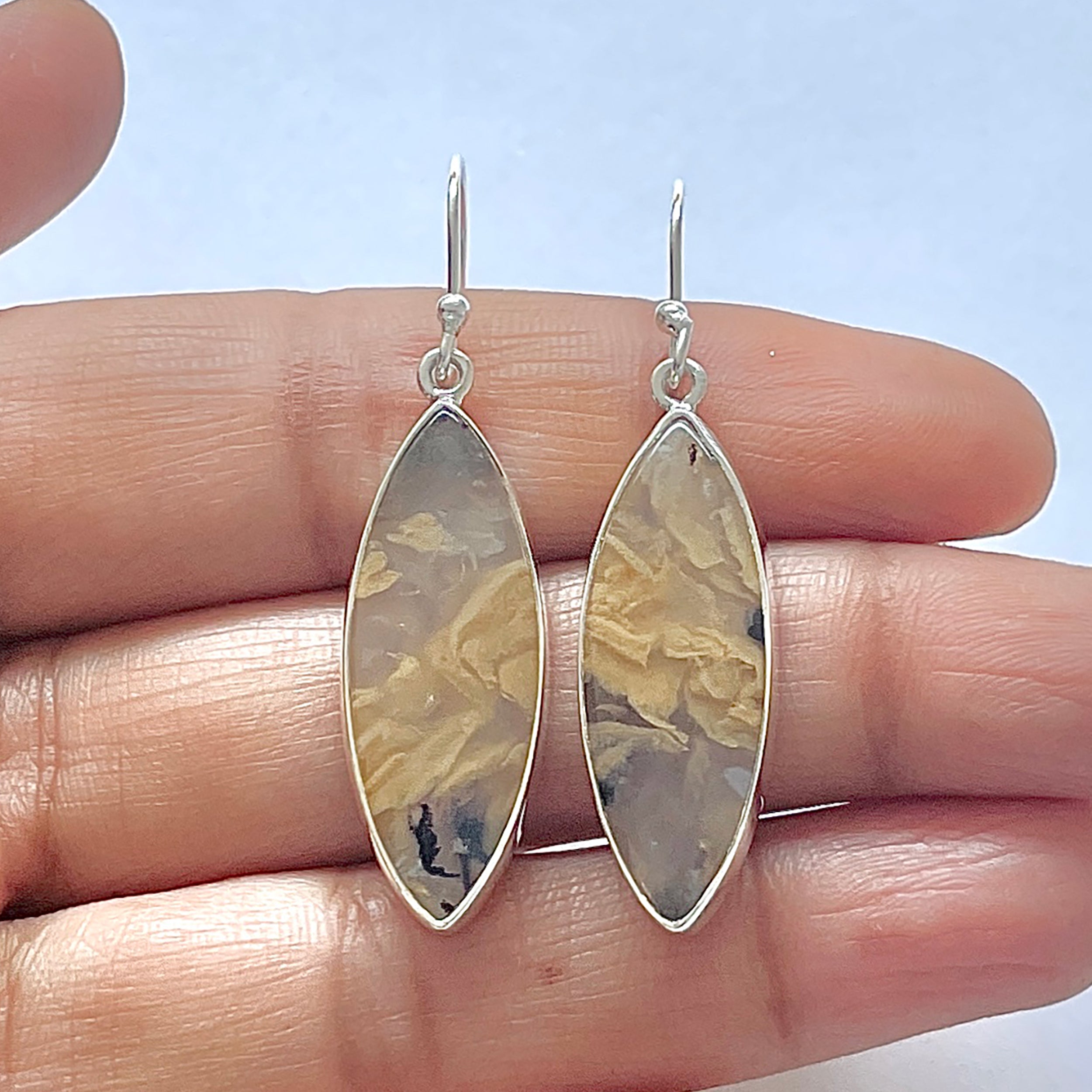 Plume Agate Earring-(PLA-3-5)