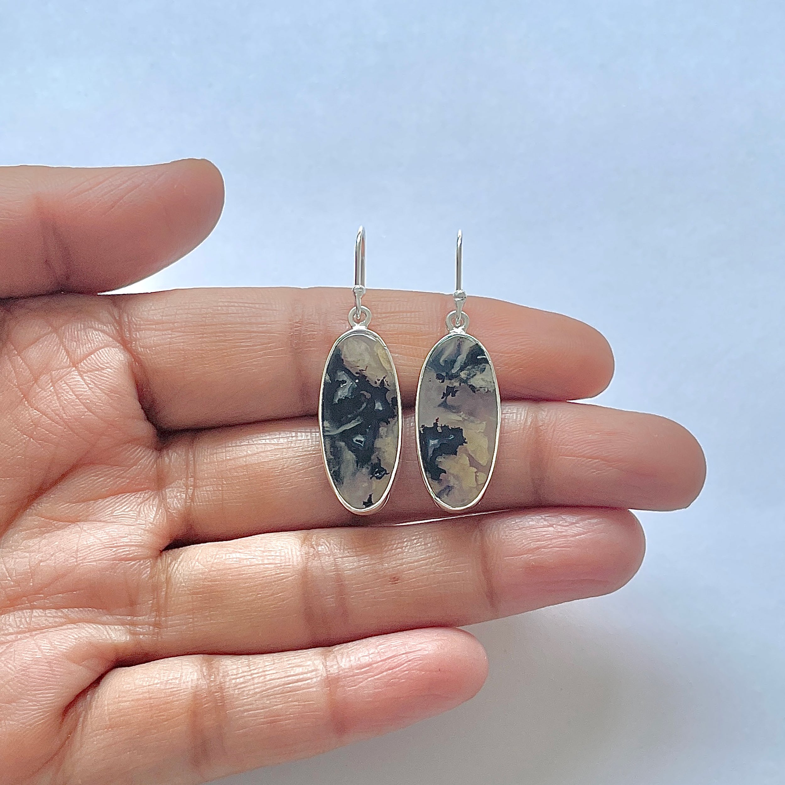 Plume Agate Earring-(PLA-3-6)
