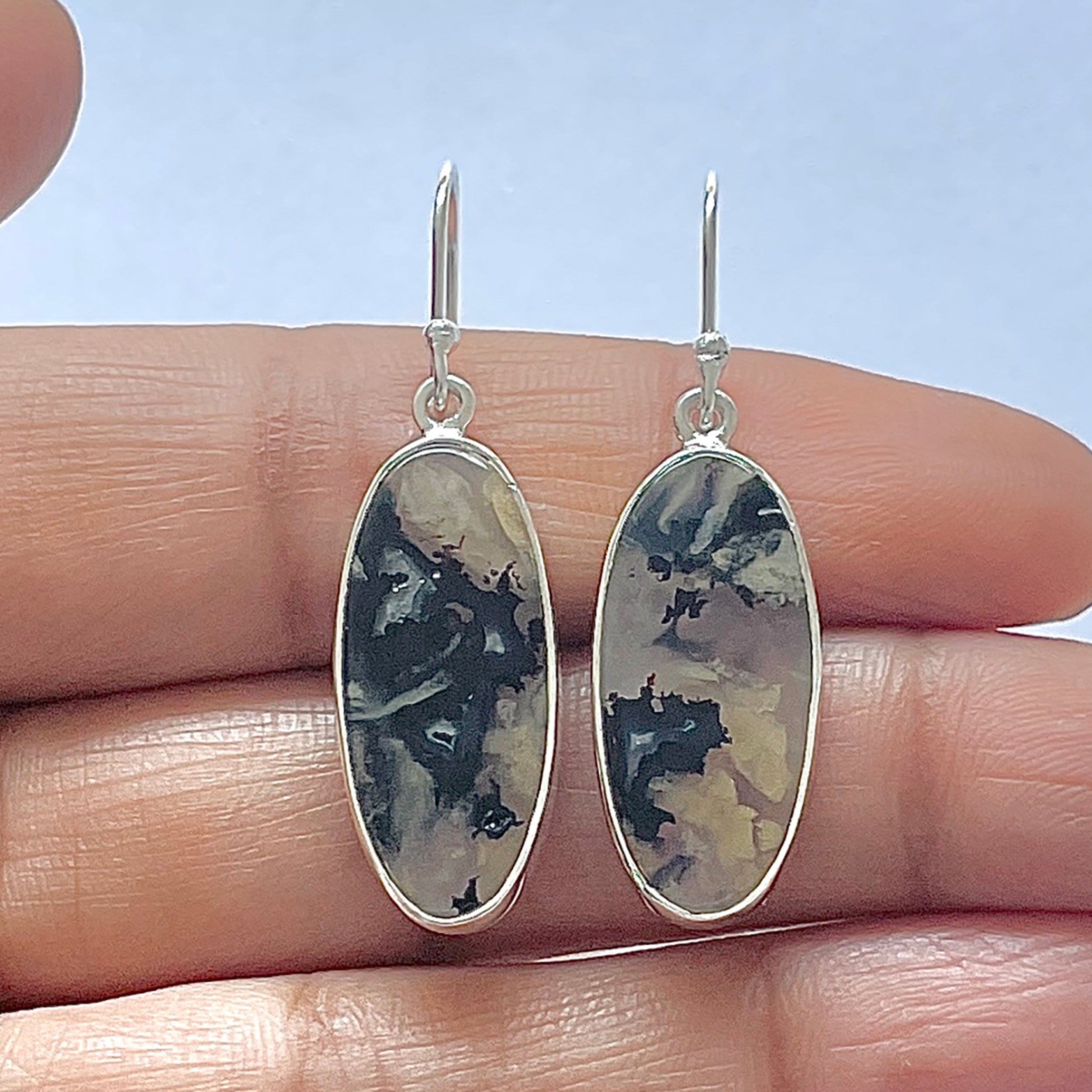 Plume Agate Earring-(PLA-3-6)