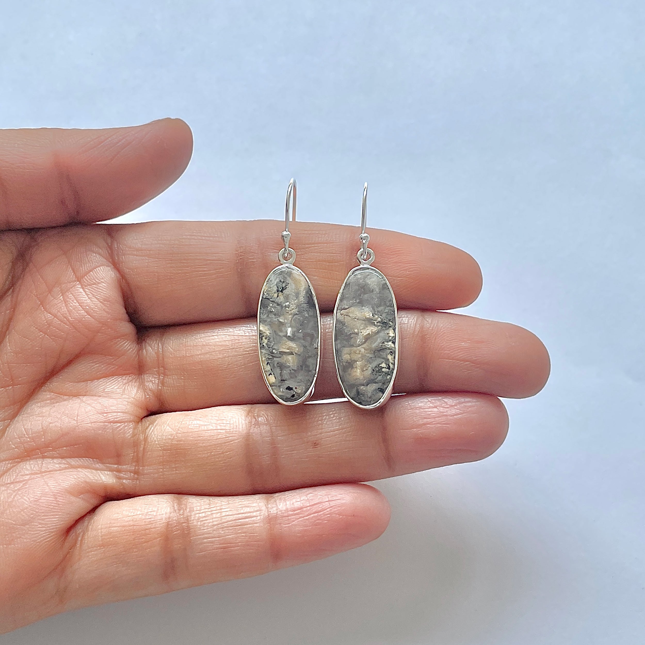 Plume Agate Earring-(PLA-3-7)