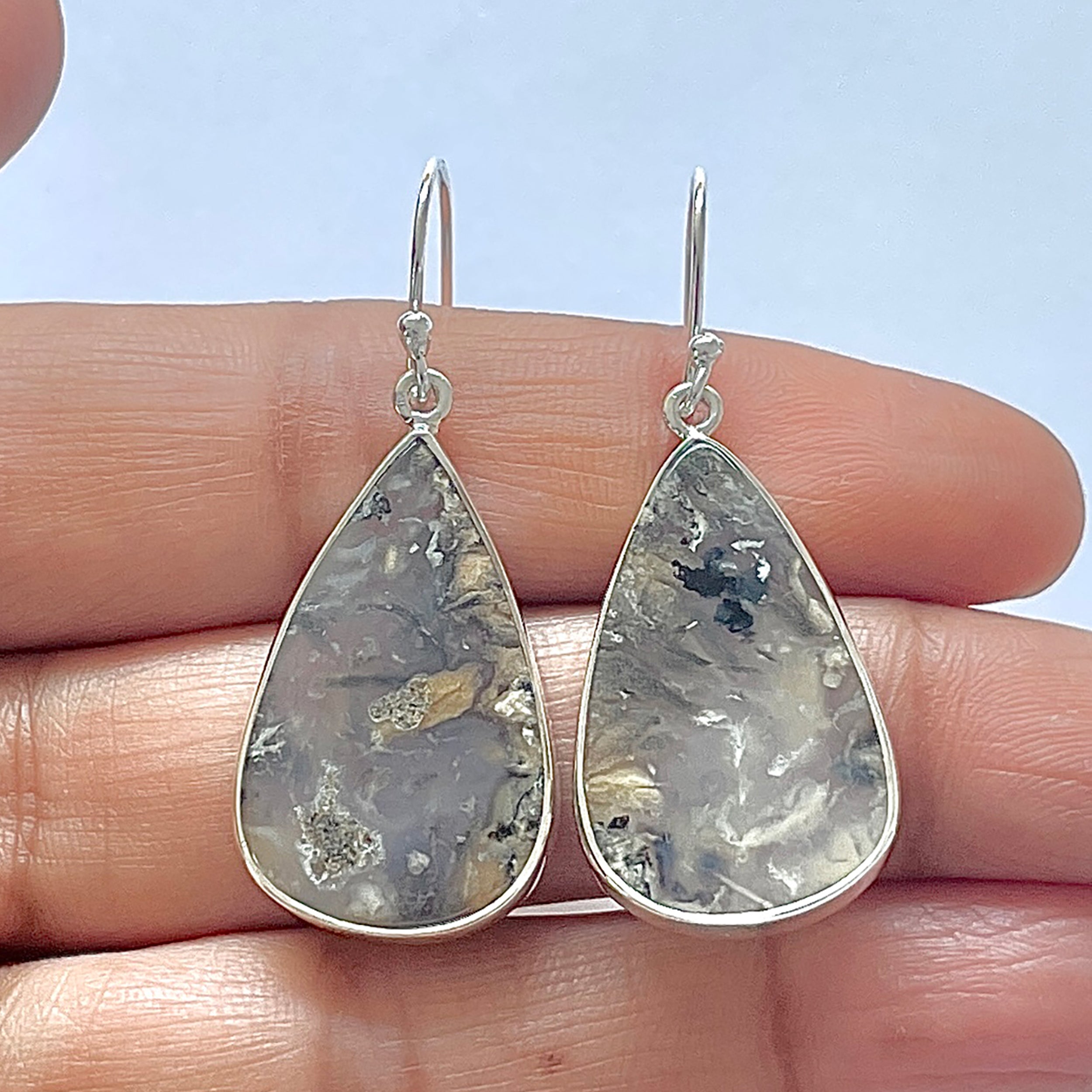 Plume Agate Earring-(PLA-3-8)