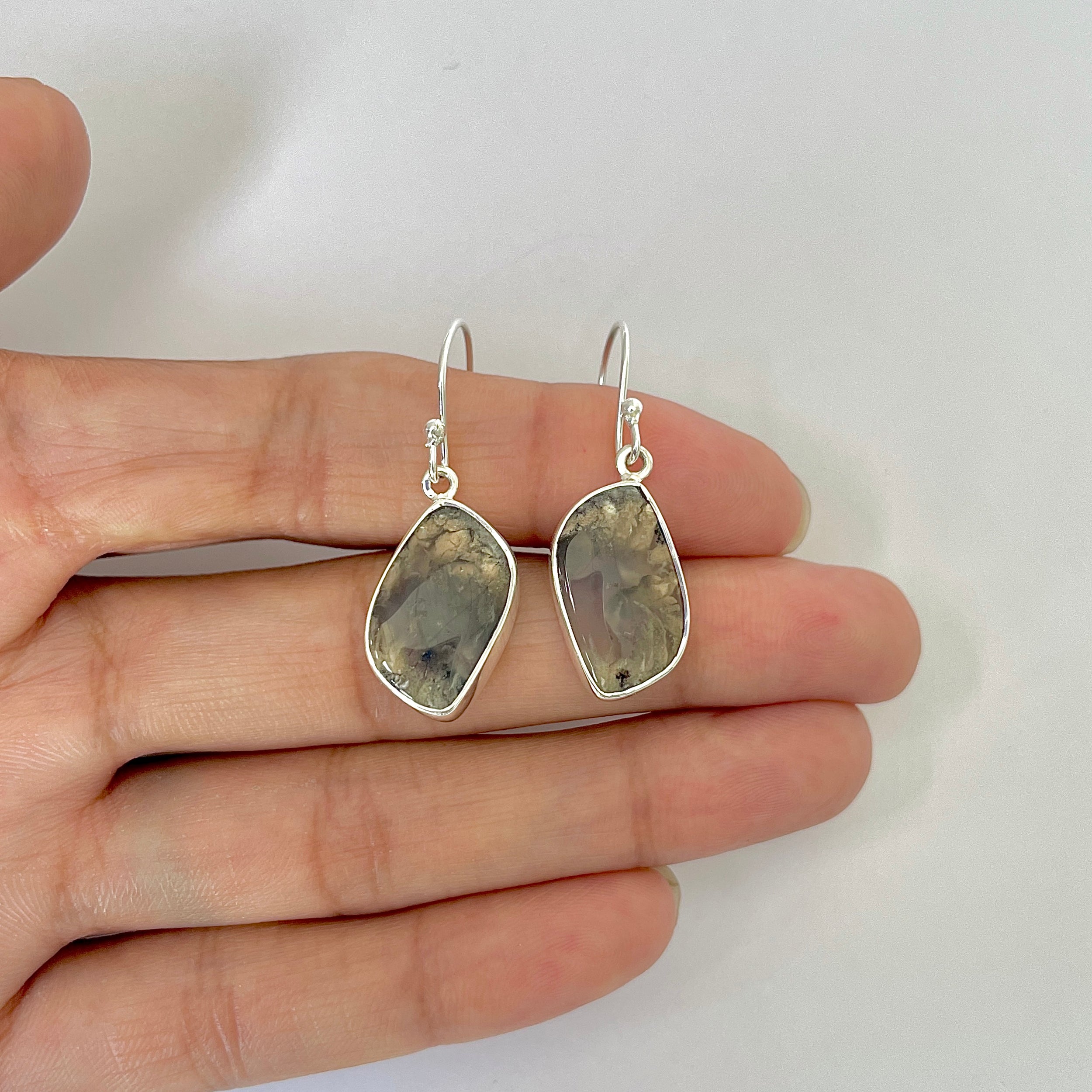 Plume Agate Earring-(PLA-3-9)