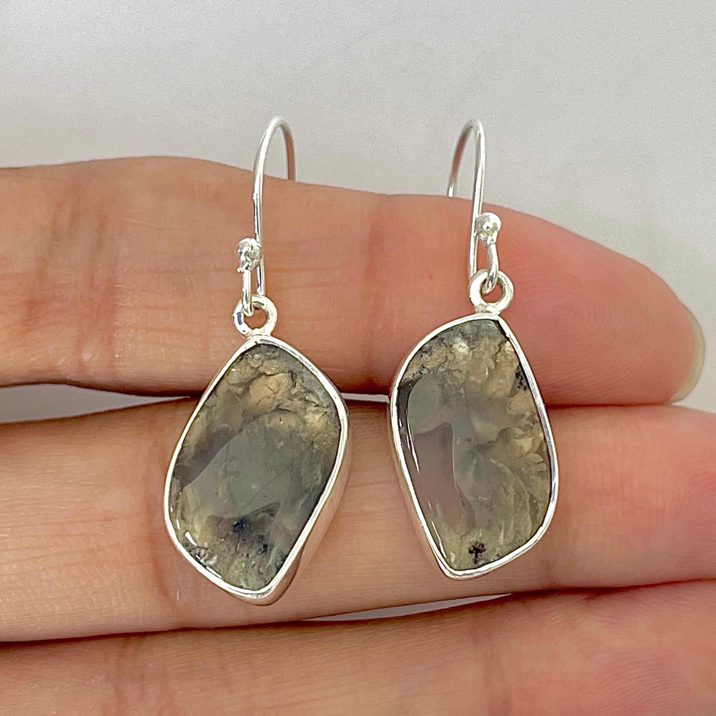 Plume Agate Earring-(PLA-3-9)