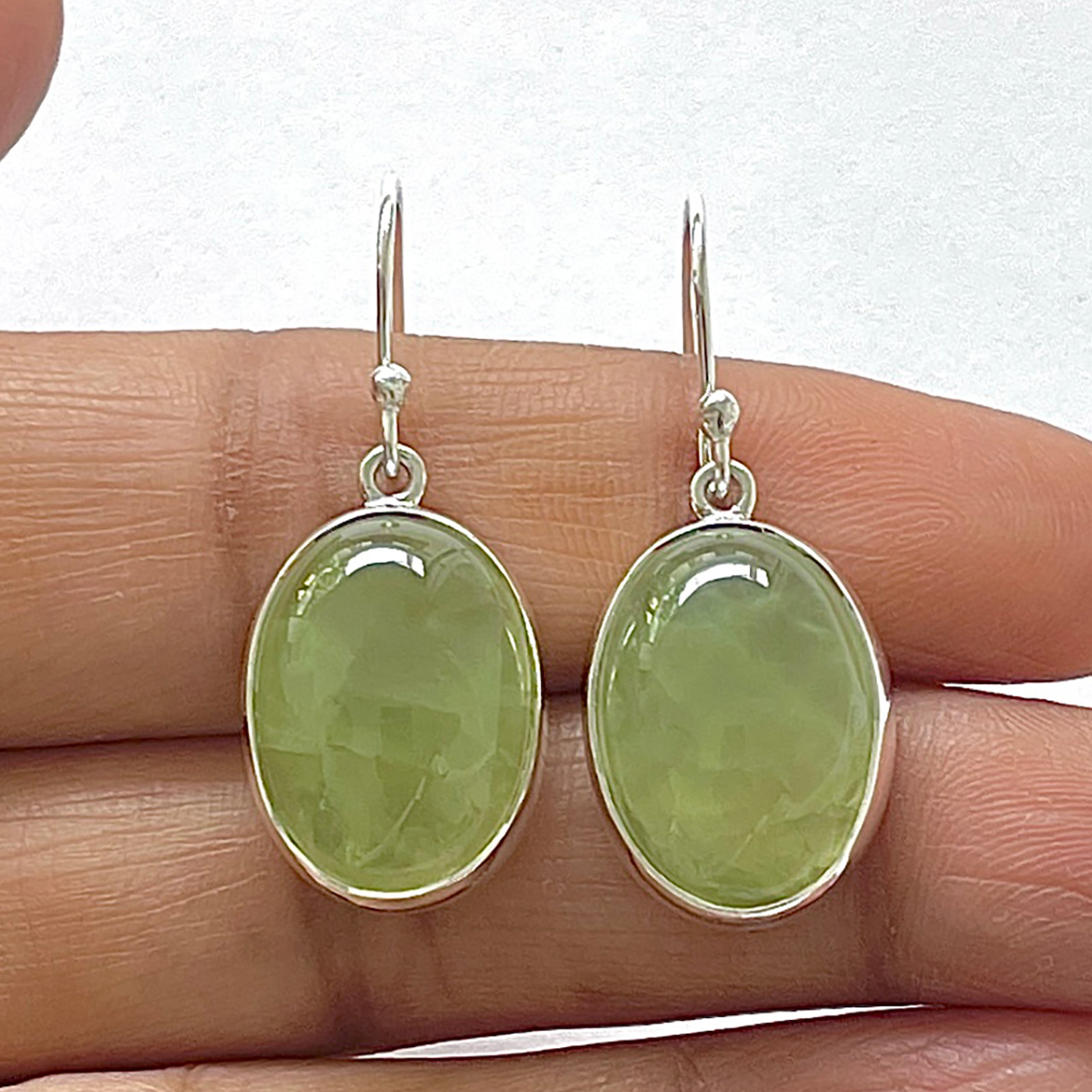 Prehnite Earring-(PRN-3-25)