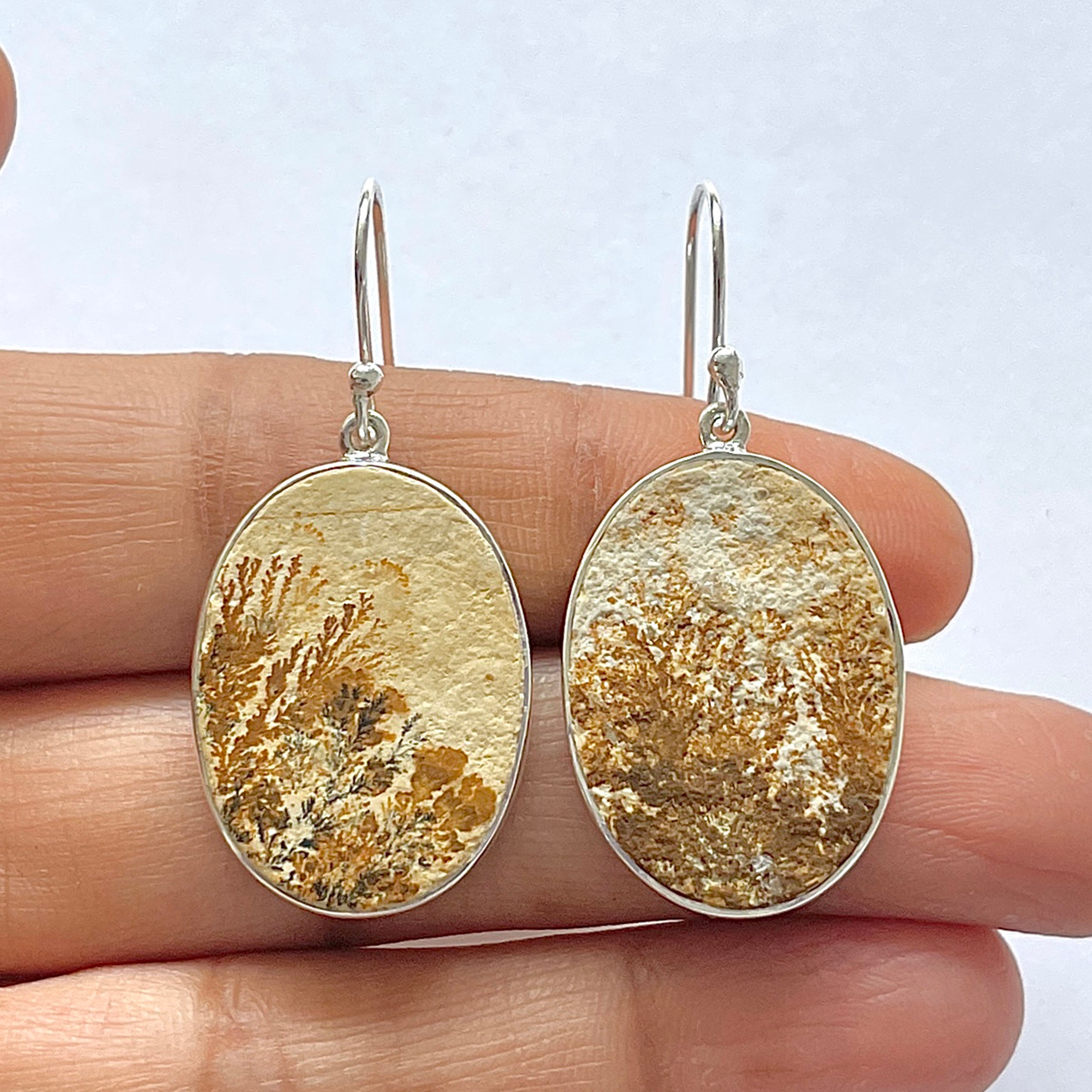 Psilomelane Dendrite Earring-(PSD-3-1)