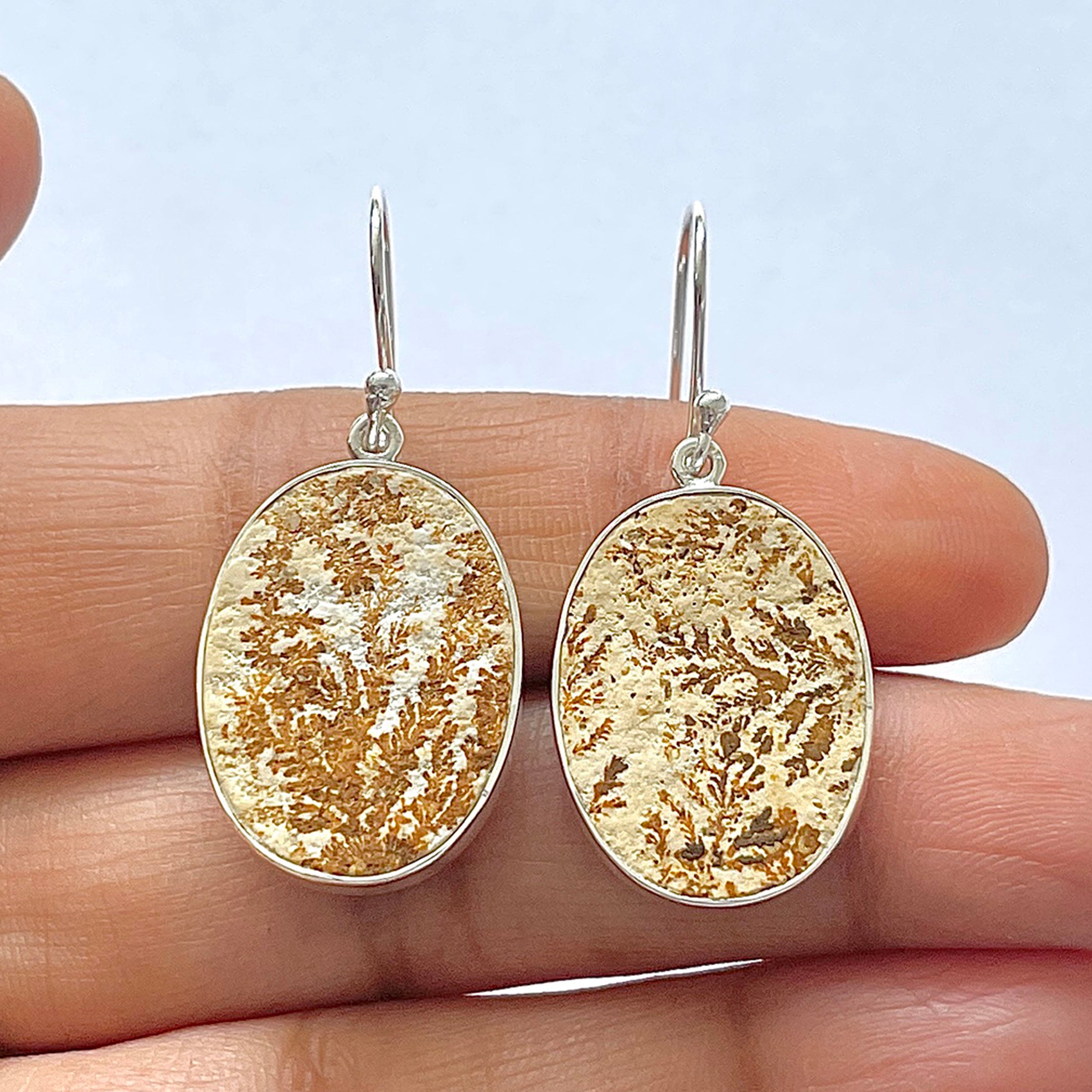 Psilomelane Dendrite Earring-(PSD-3-10)