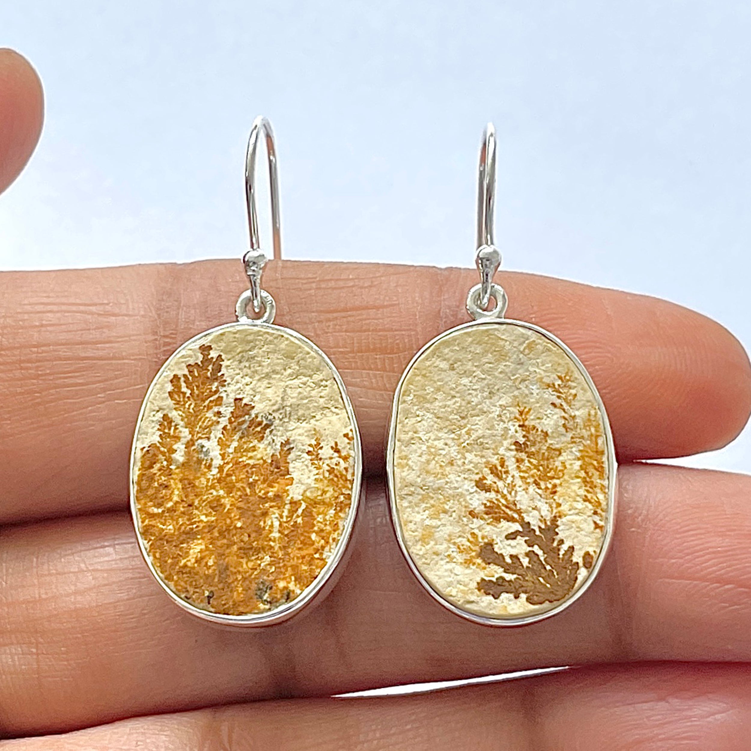 Psilomelane Dendrite Earring-(PSD-3-11)