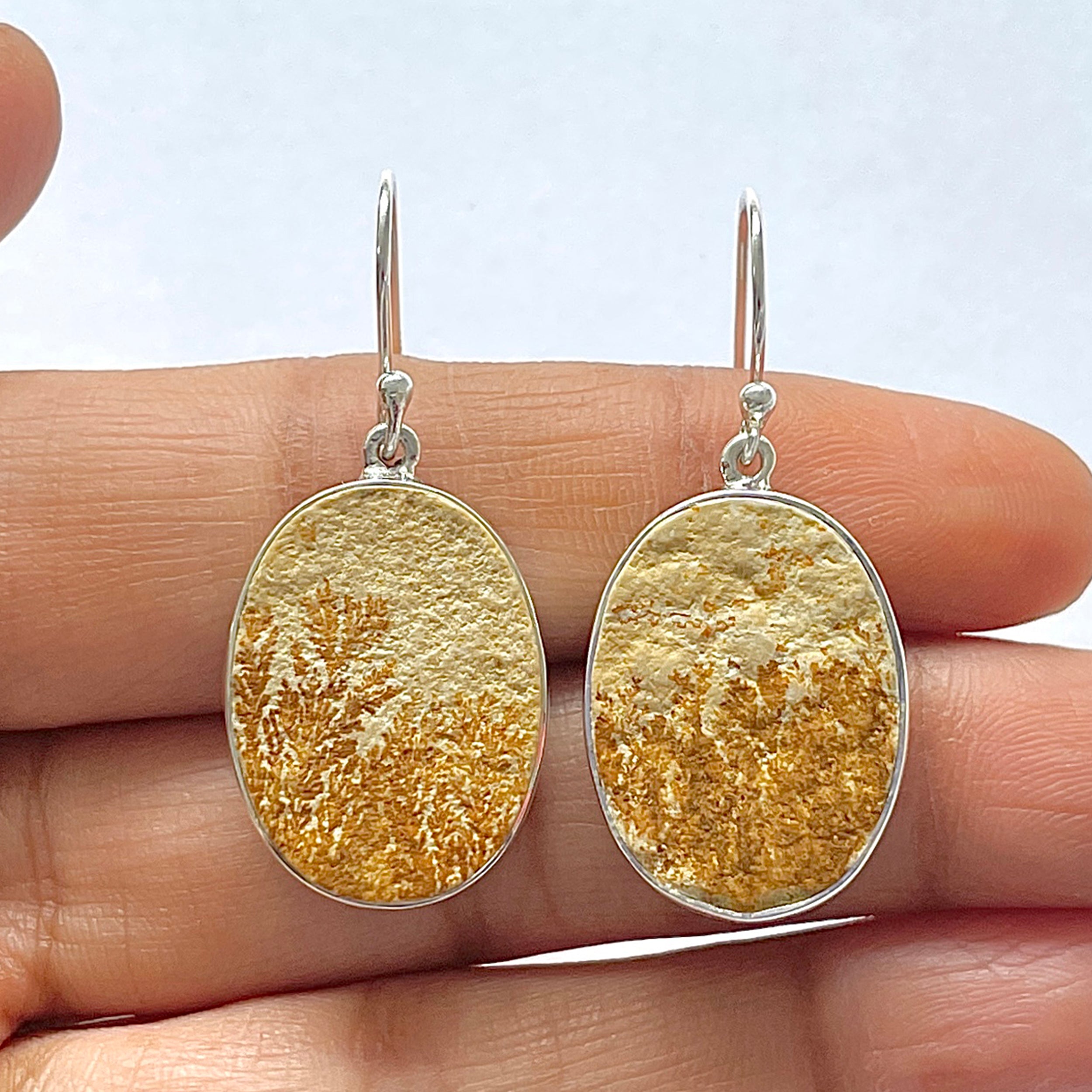 Psilomelane Dendrite Earring-(PSD-3-2)