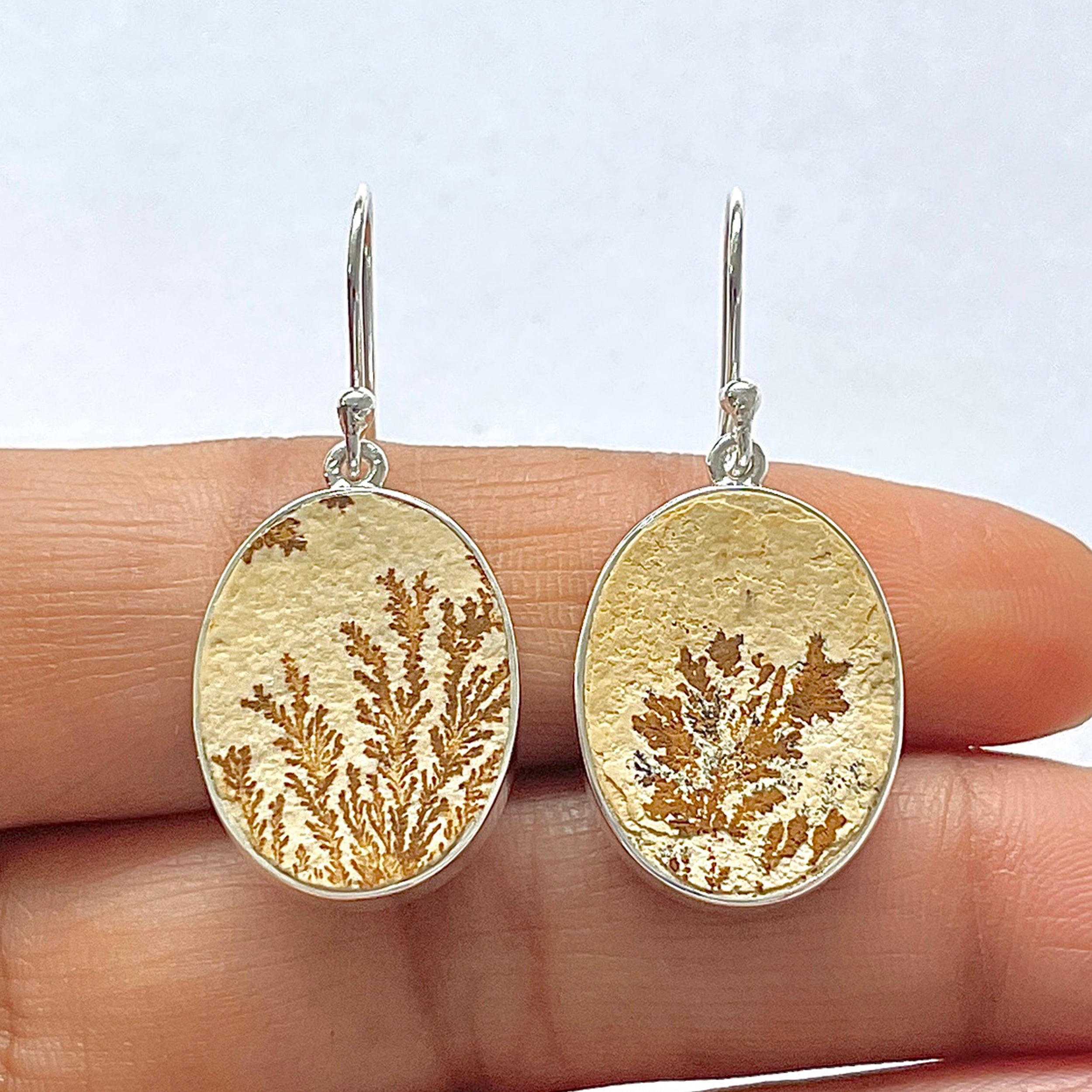 Psilomelane Dendrite Earring-(PSD-3-3)