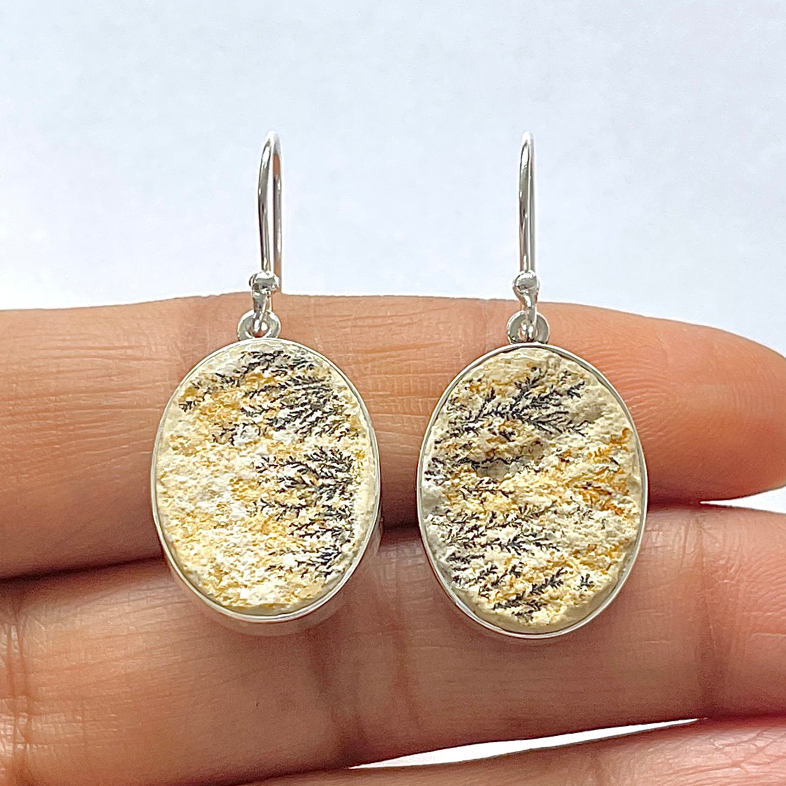 Psilomelane Dendrite Earring-(PSD-3-4)