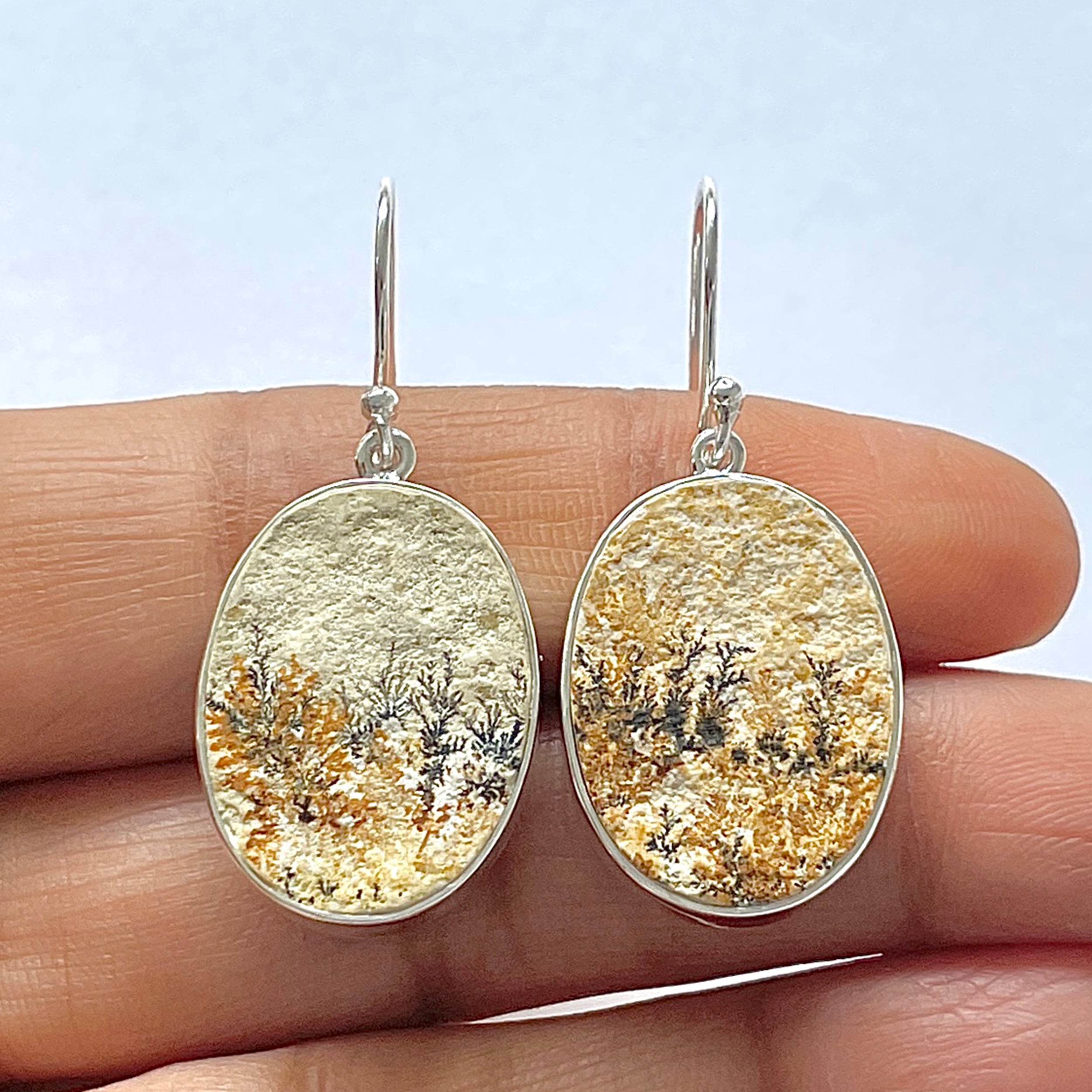 Psilomelane Dendrite Earring-(PSD-3-6)