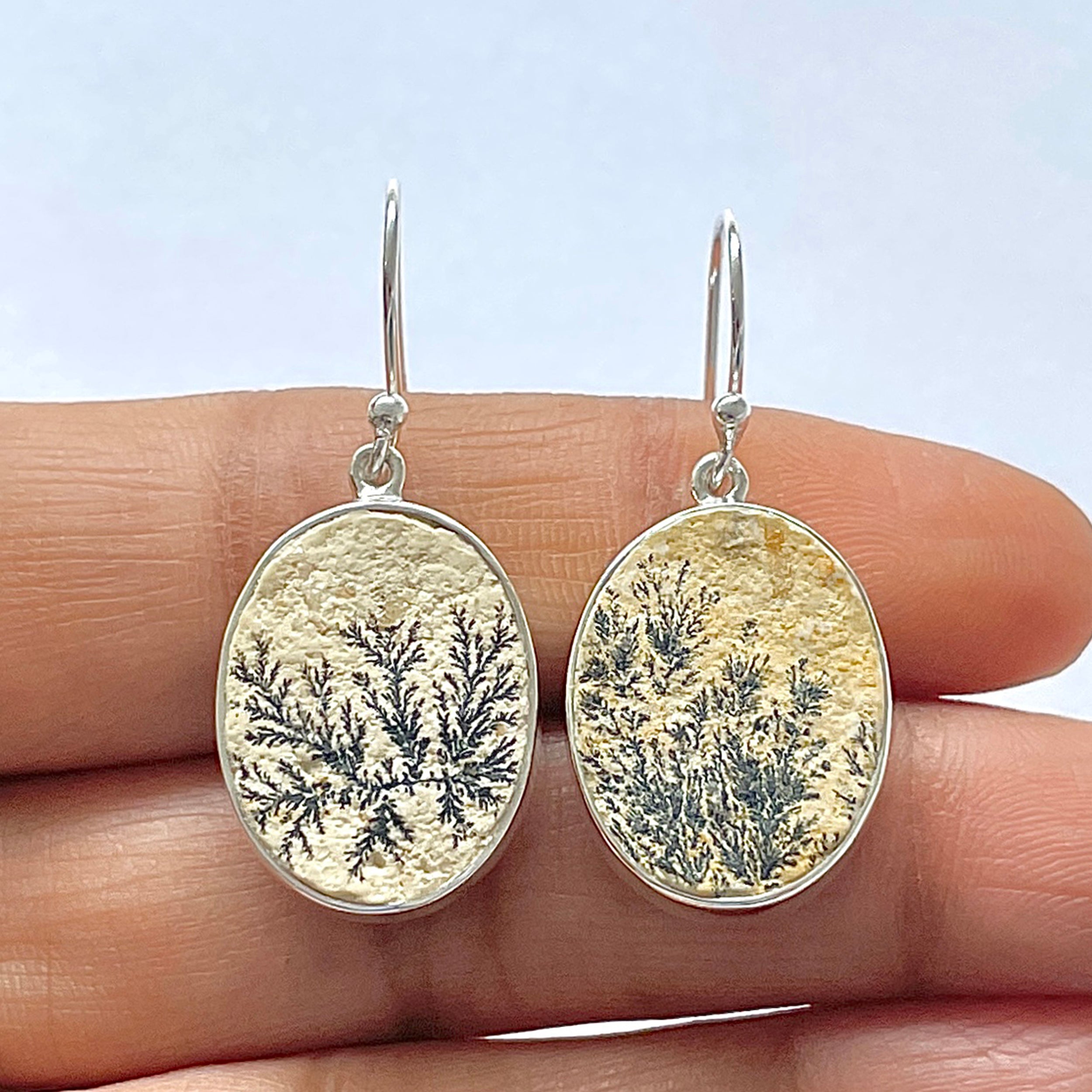 Psilomelane Dendrite Earring-(PSD-3-7)