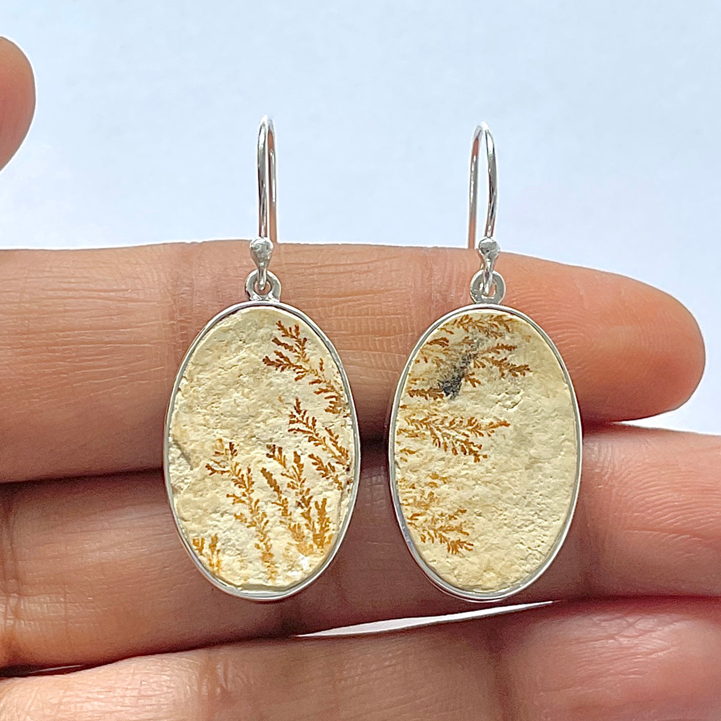 Psilomelane Dendrite Earring-(PSD-3-8)