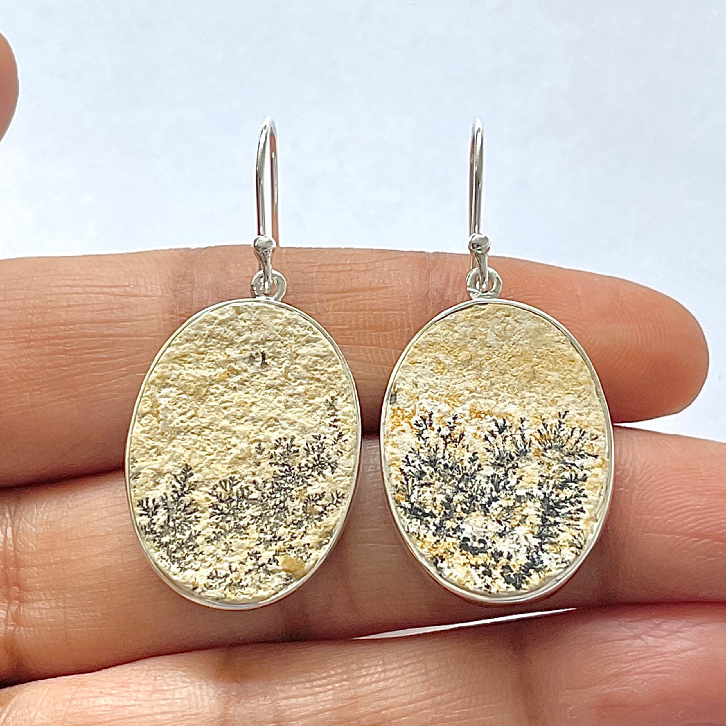 Psilomelane Dendrite Earring-(PSD-3-9)
