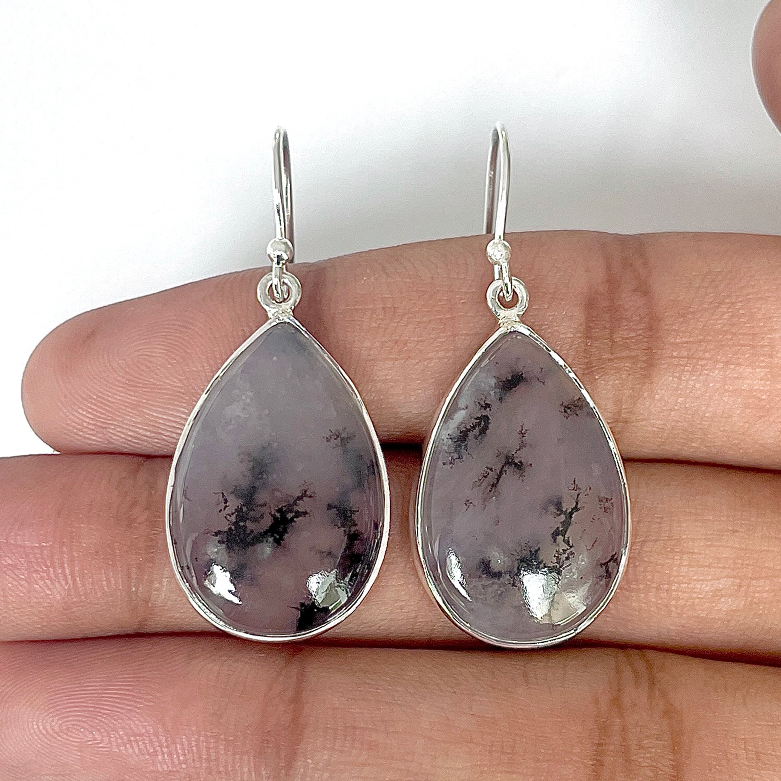Russian Dendritic Agate Earring-(RDA-3-11)