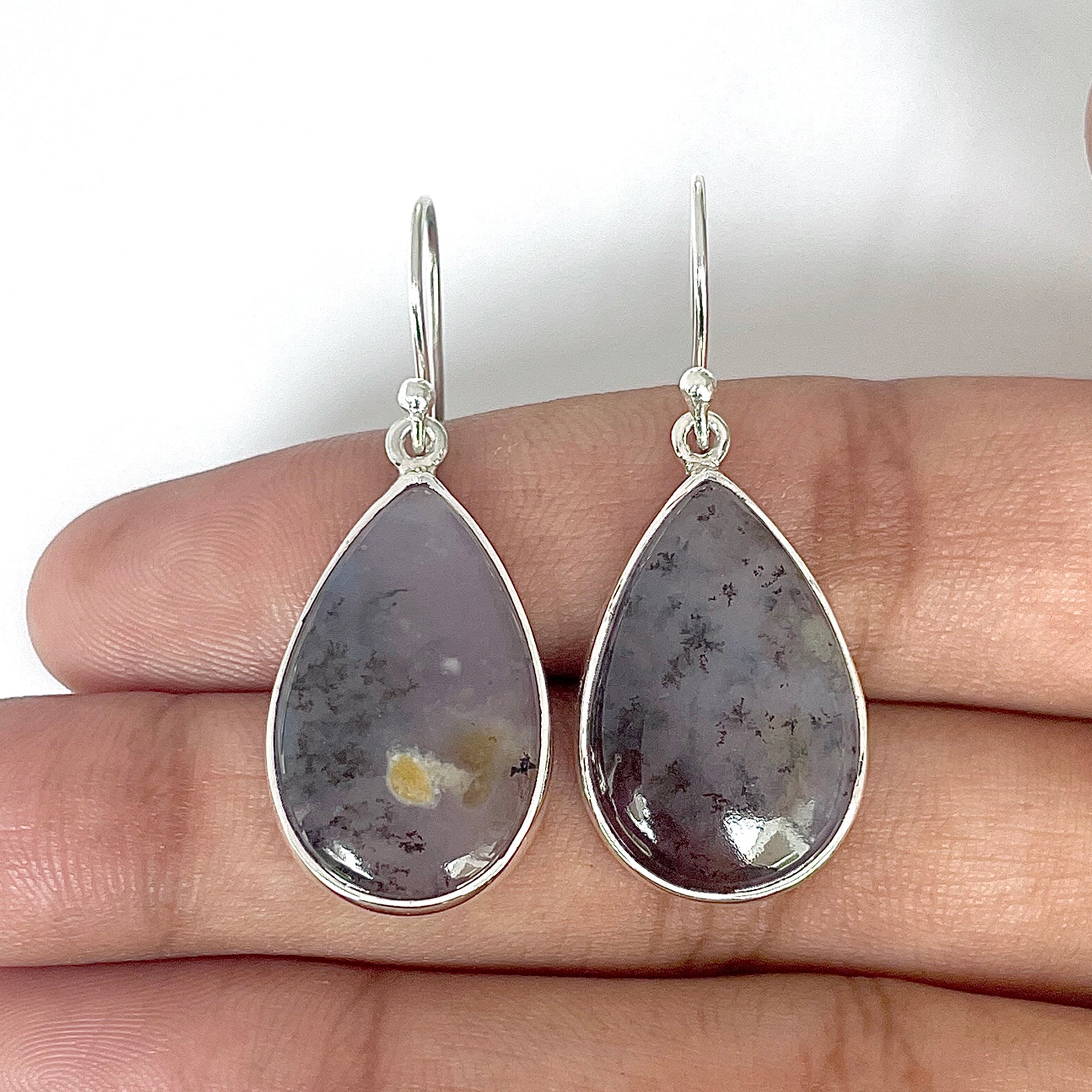 Russian Dendritic Agate Earring-(RDA-3-12)