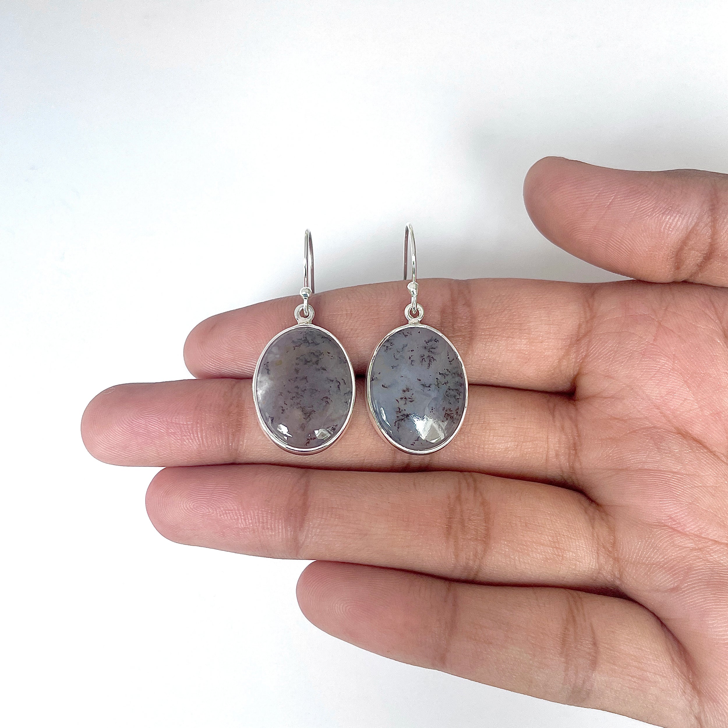 Russian Dendritic Agate Earring-(RDA-3-14)