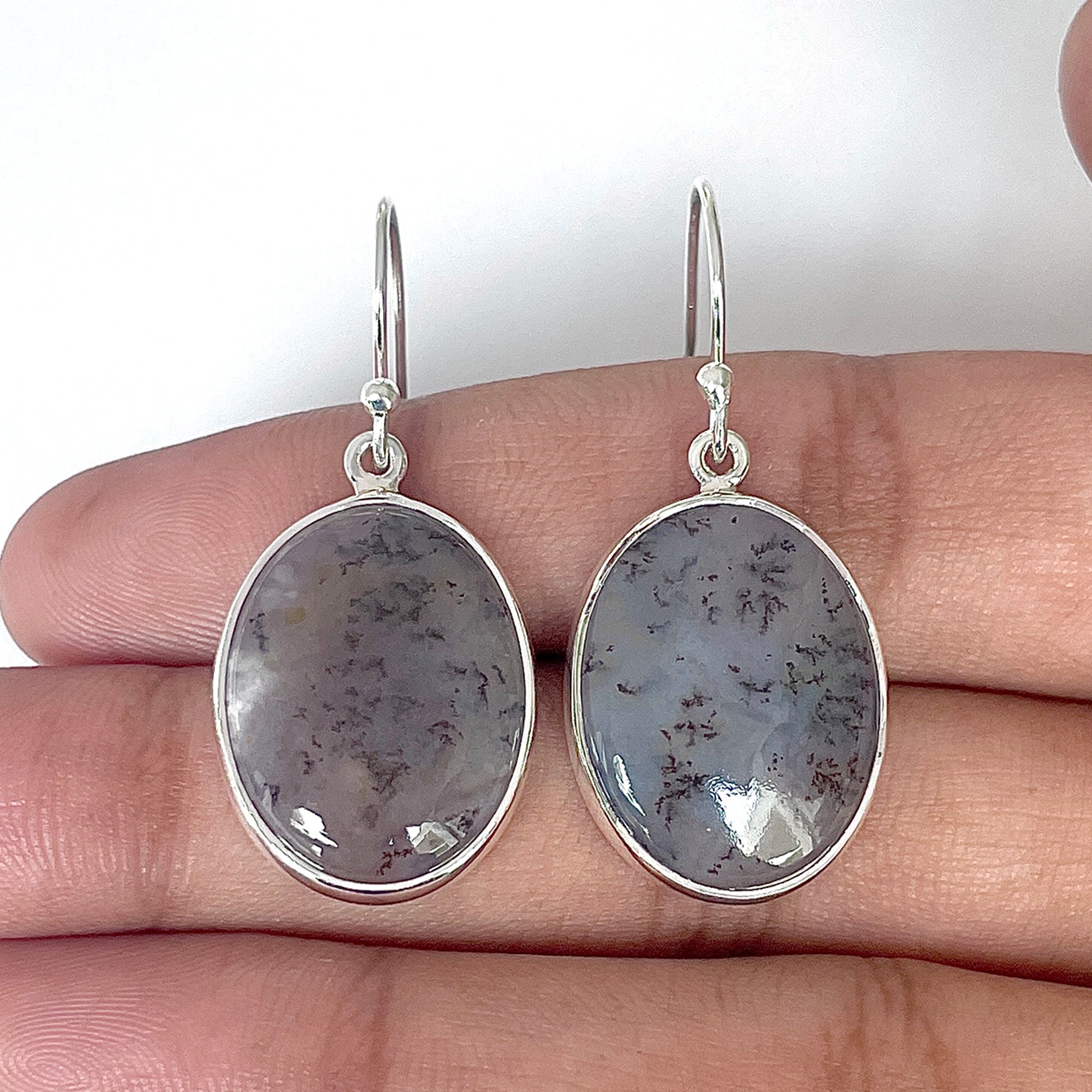 Russian Dendritic Agate Earring-(RDA-3-14)