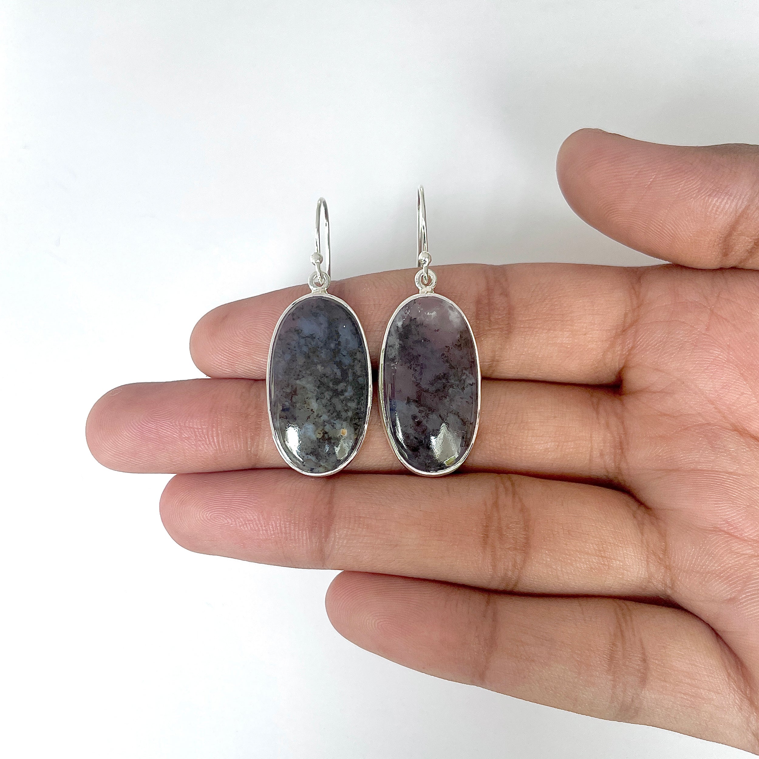 Russian Dendritic Agate Earring-(RDA-3-17)
