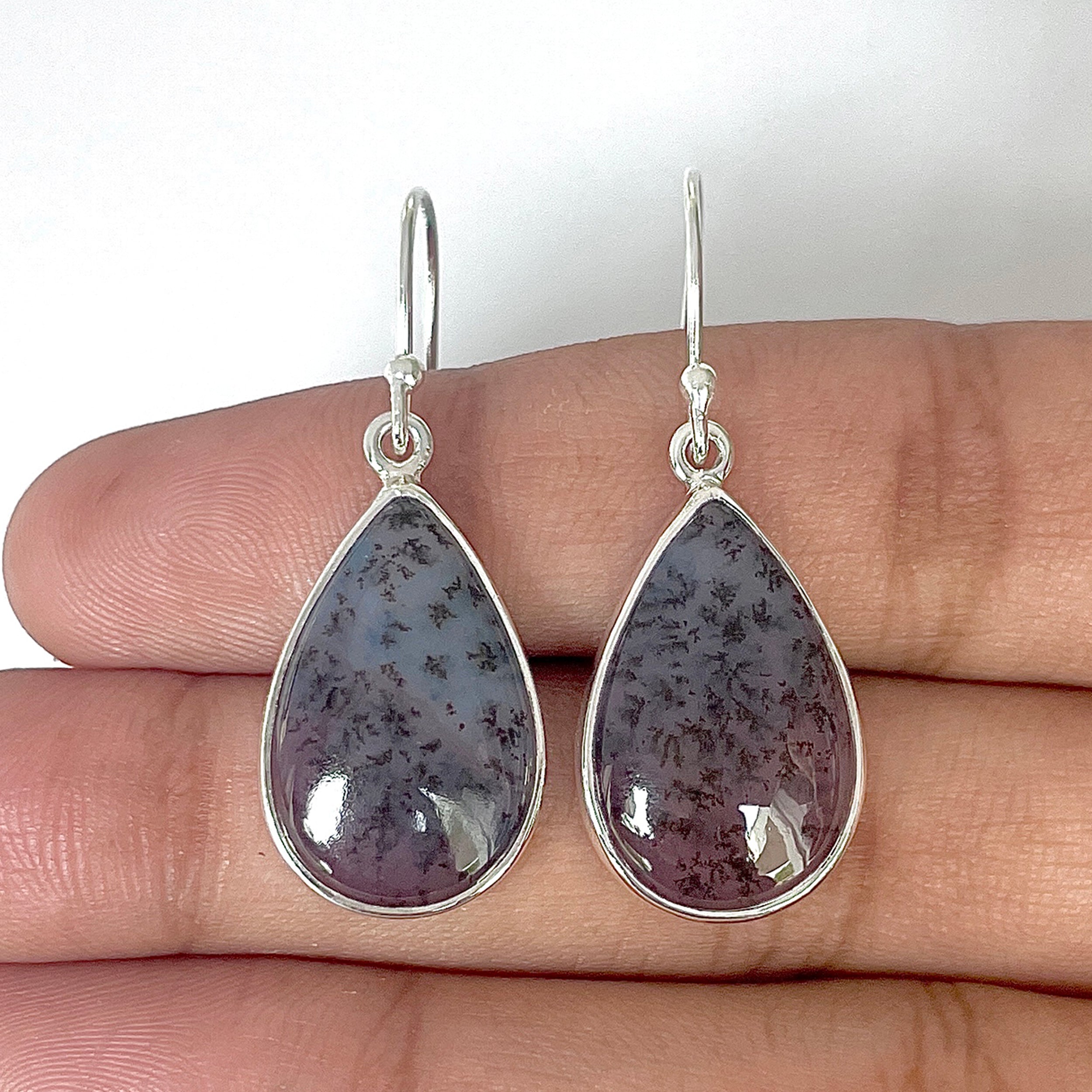 Russian Dendritic Agate Earring-(RDA-3-3)
