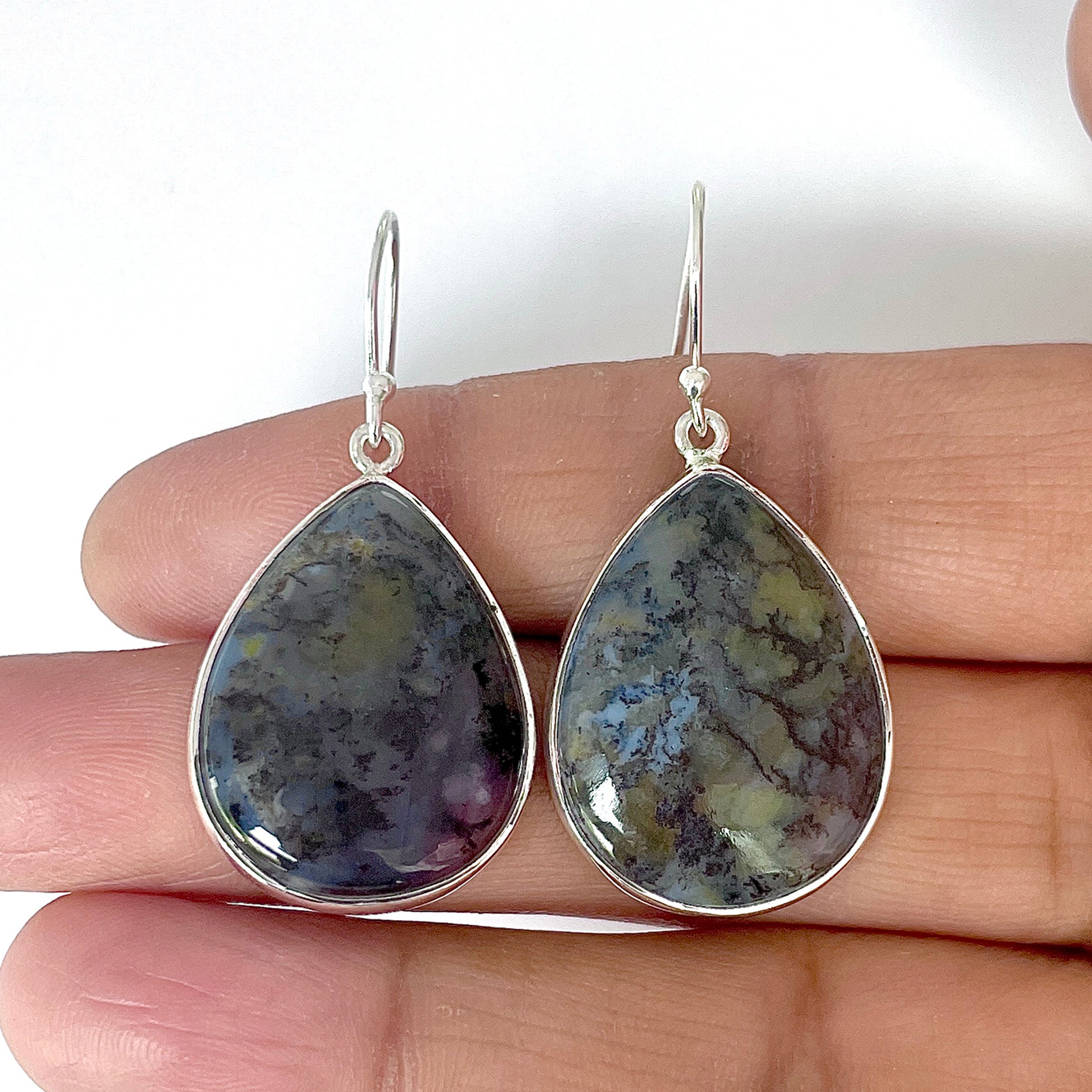 Russian Dendritic Agate Earring-(RDA-3-32)