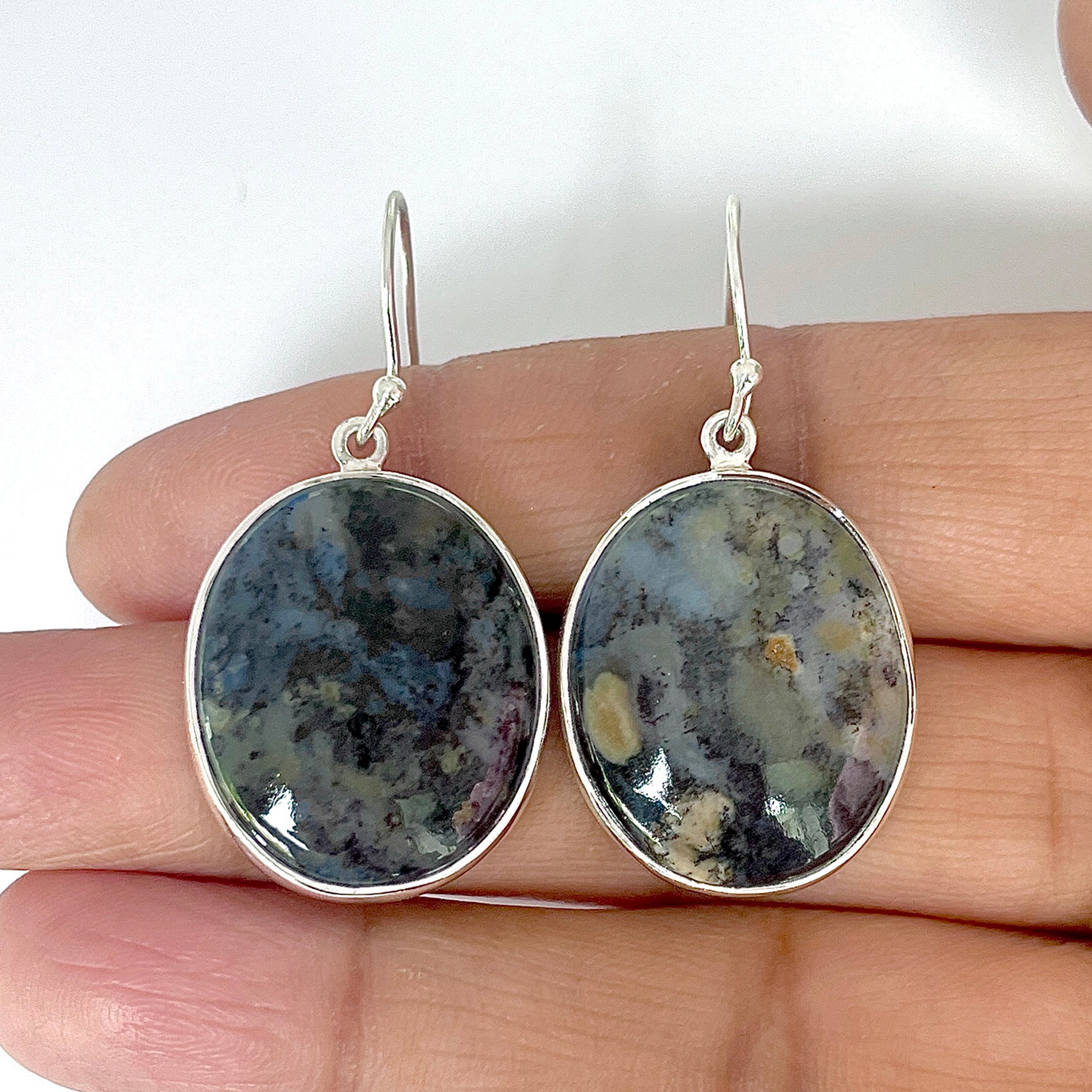 Russian Dendritic Agate Earring-(RDA-3-6)