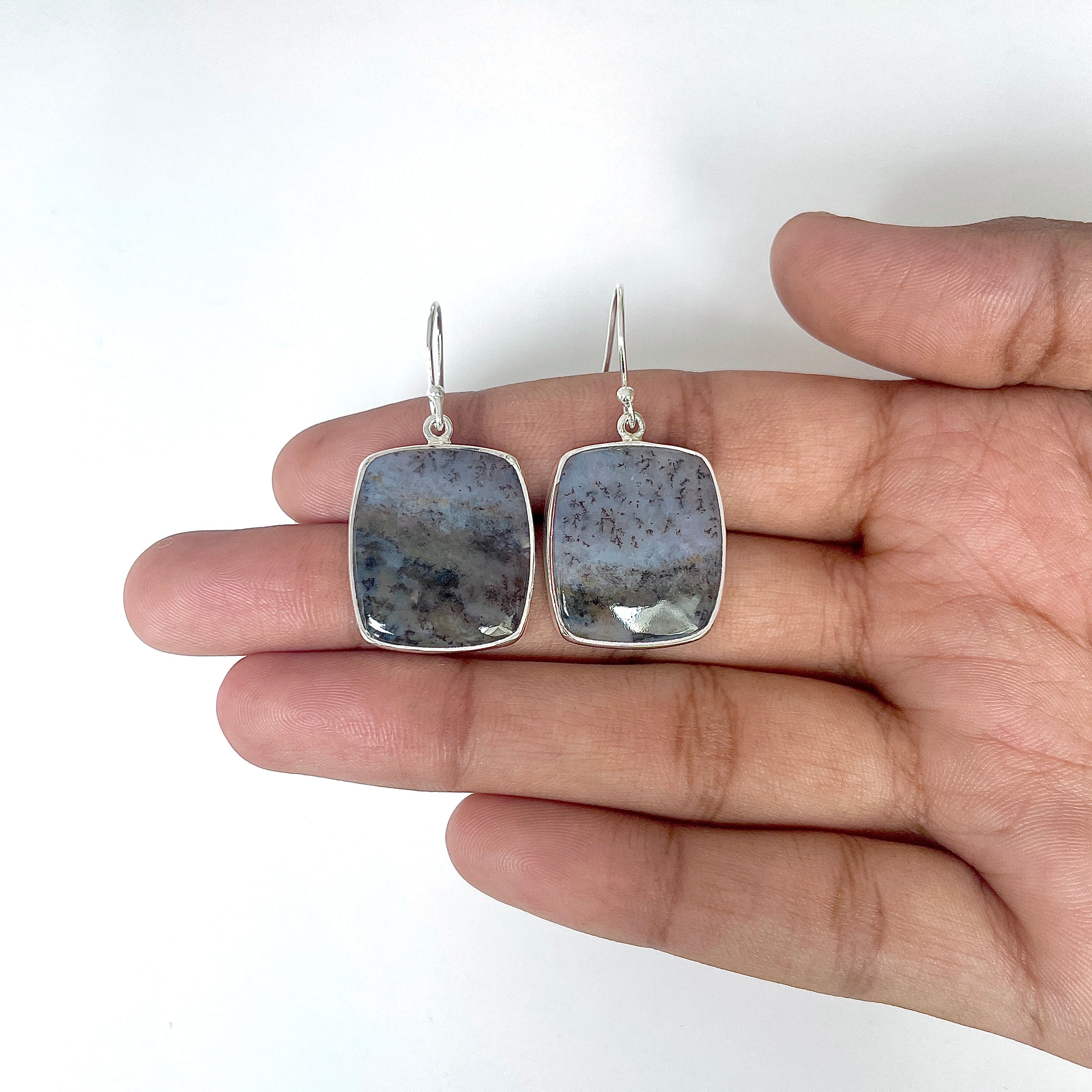 Russian Dendritic Agate Earring-(RDA-3-7)