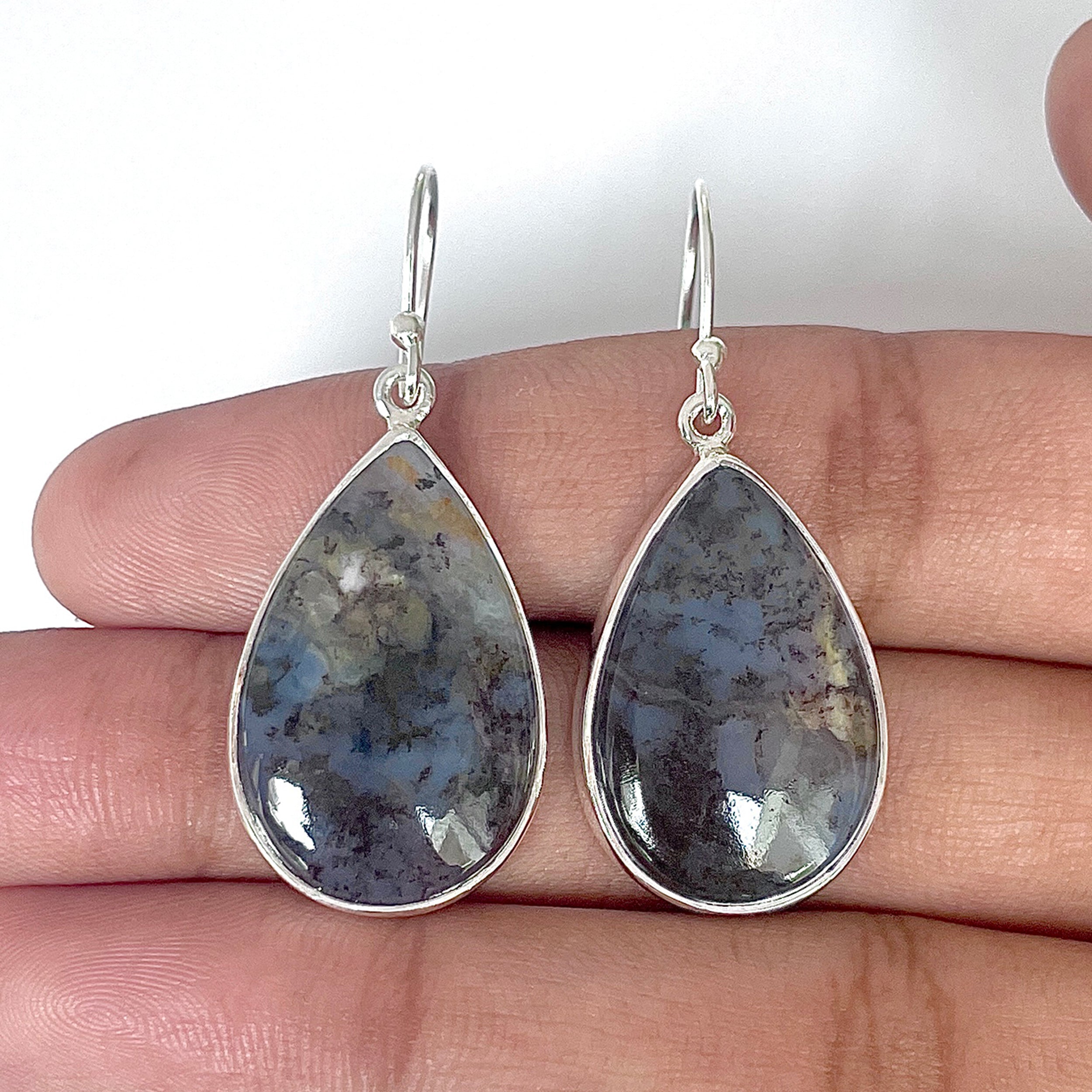 Russian Dendritic Agate Earring-(RDA-3-9)