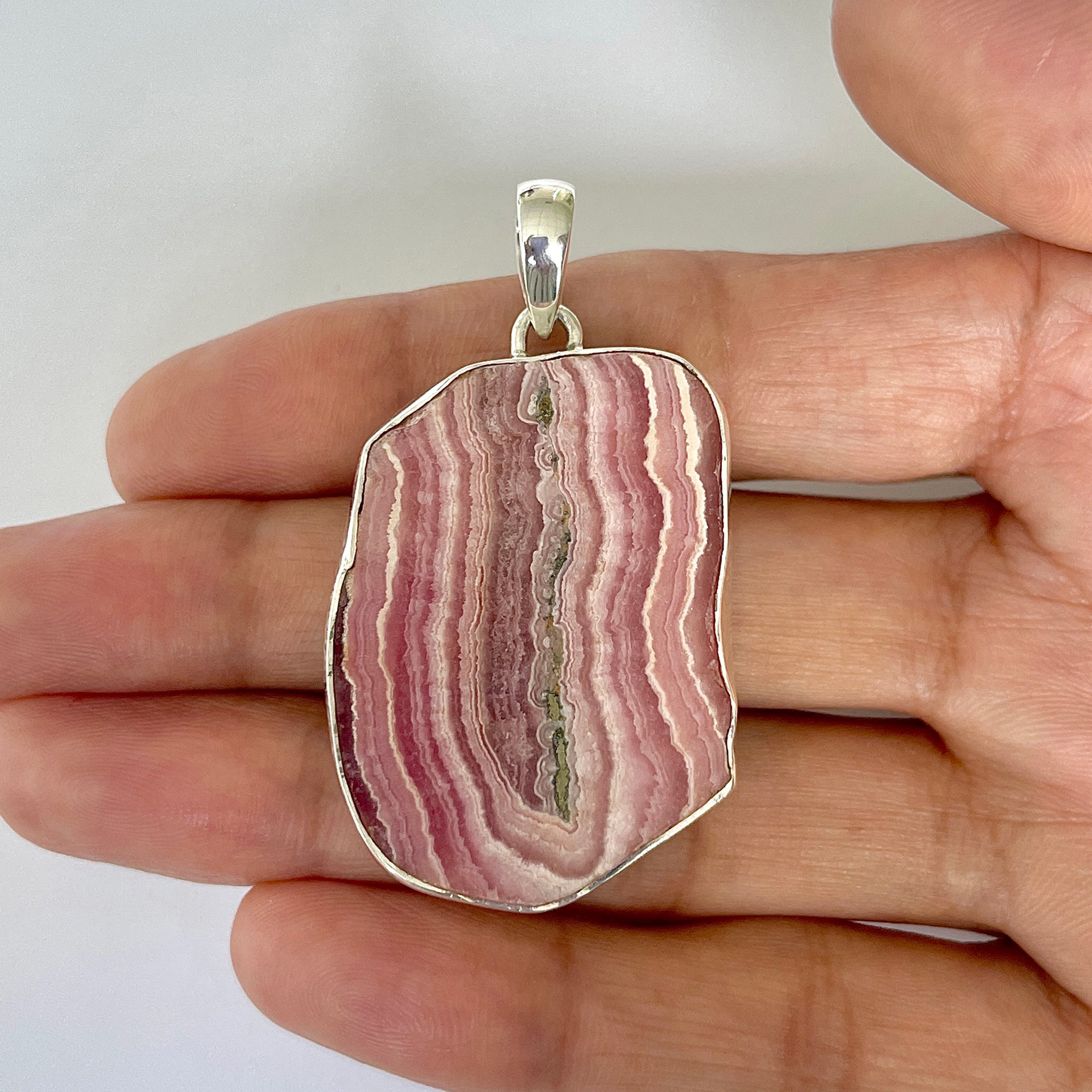 Rhodochrosite Slice Pendant-(RDC-1-10)