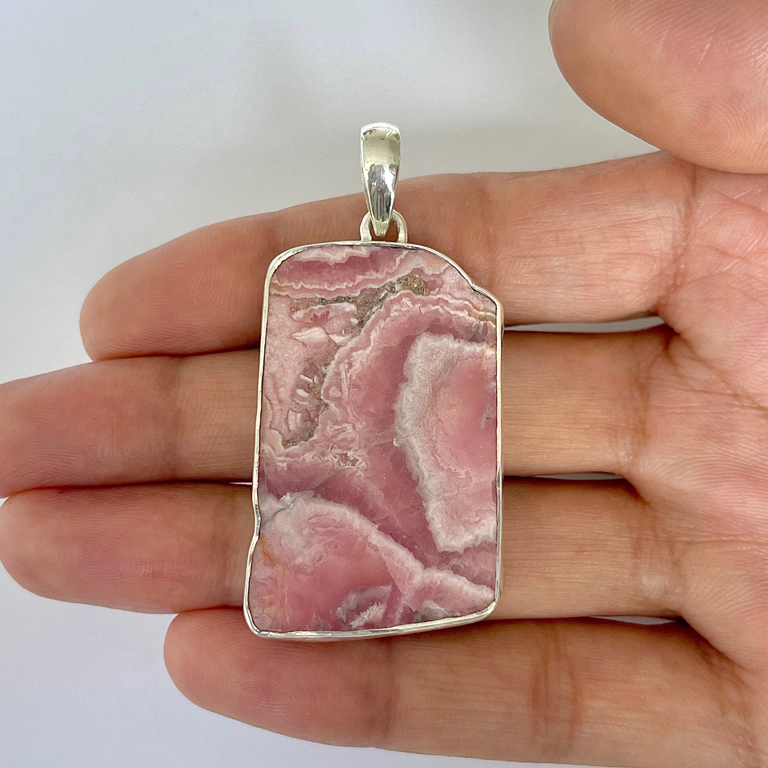 Rhodochrosite Slice Pendant-(RDC-1-13)