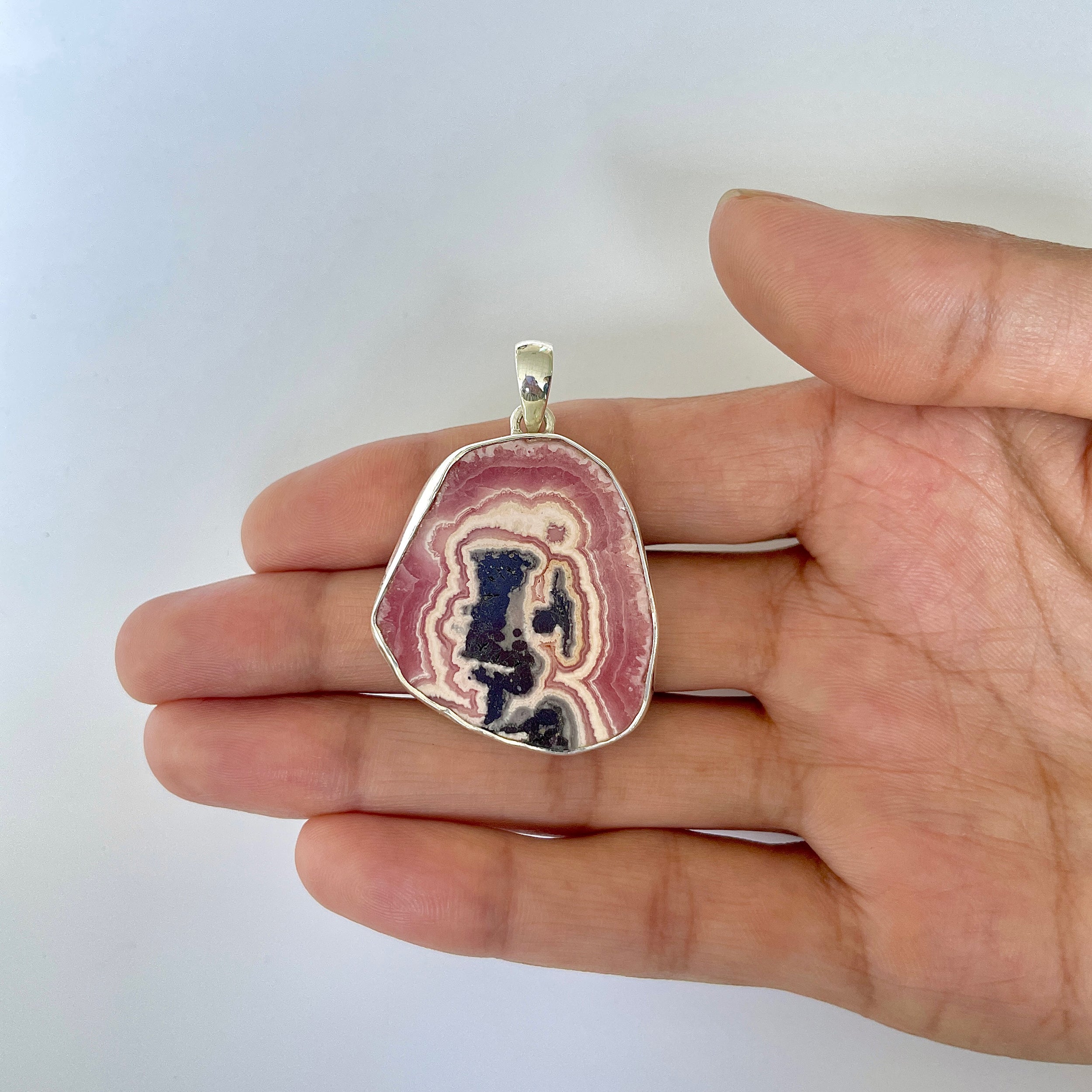 Rhodochrosite Slice Pendant-(RDC-1-14)