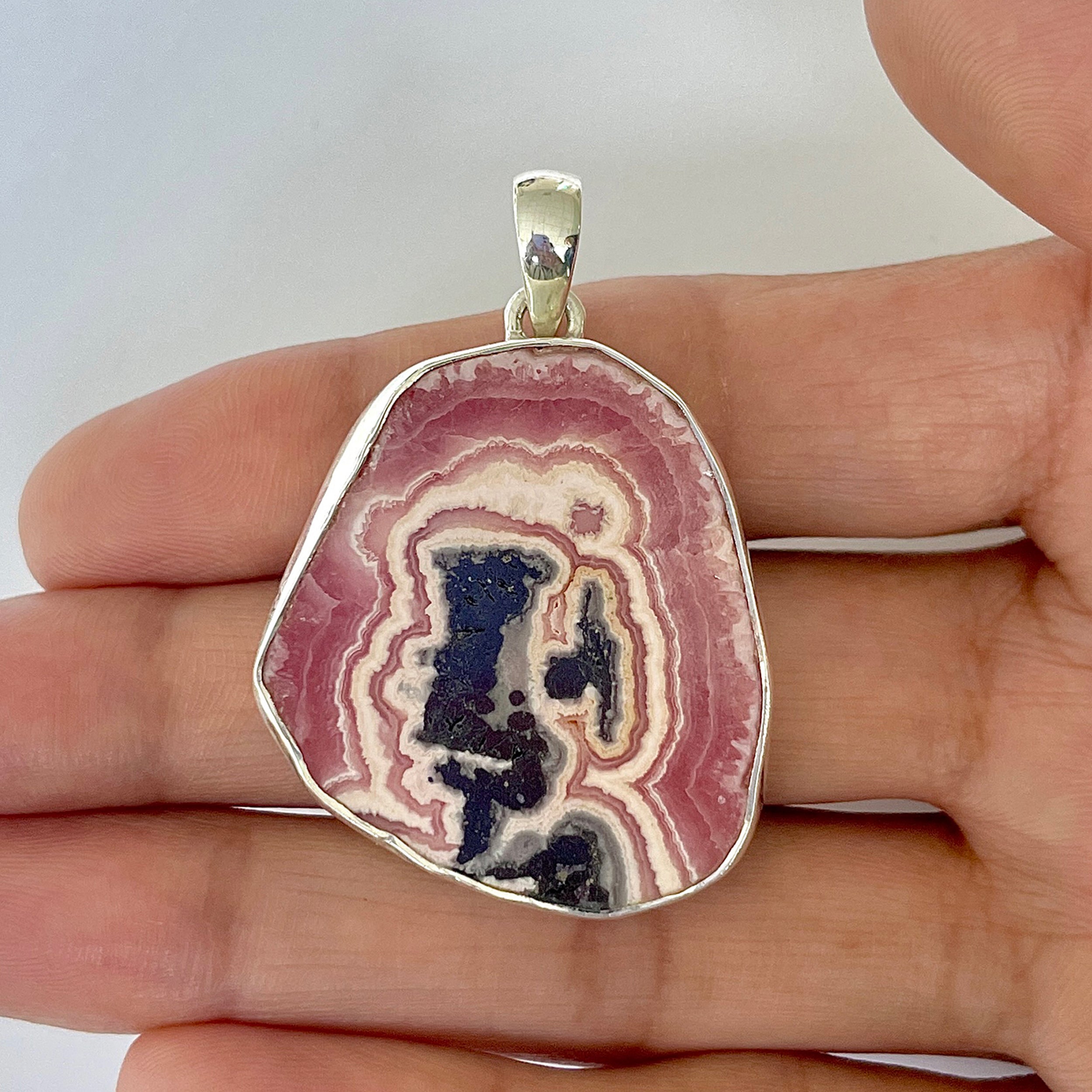 Rhodochrosite Slice Pendant-(RDC-1-14)