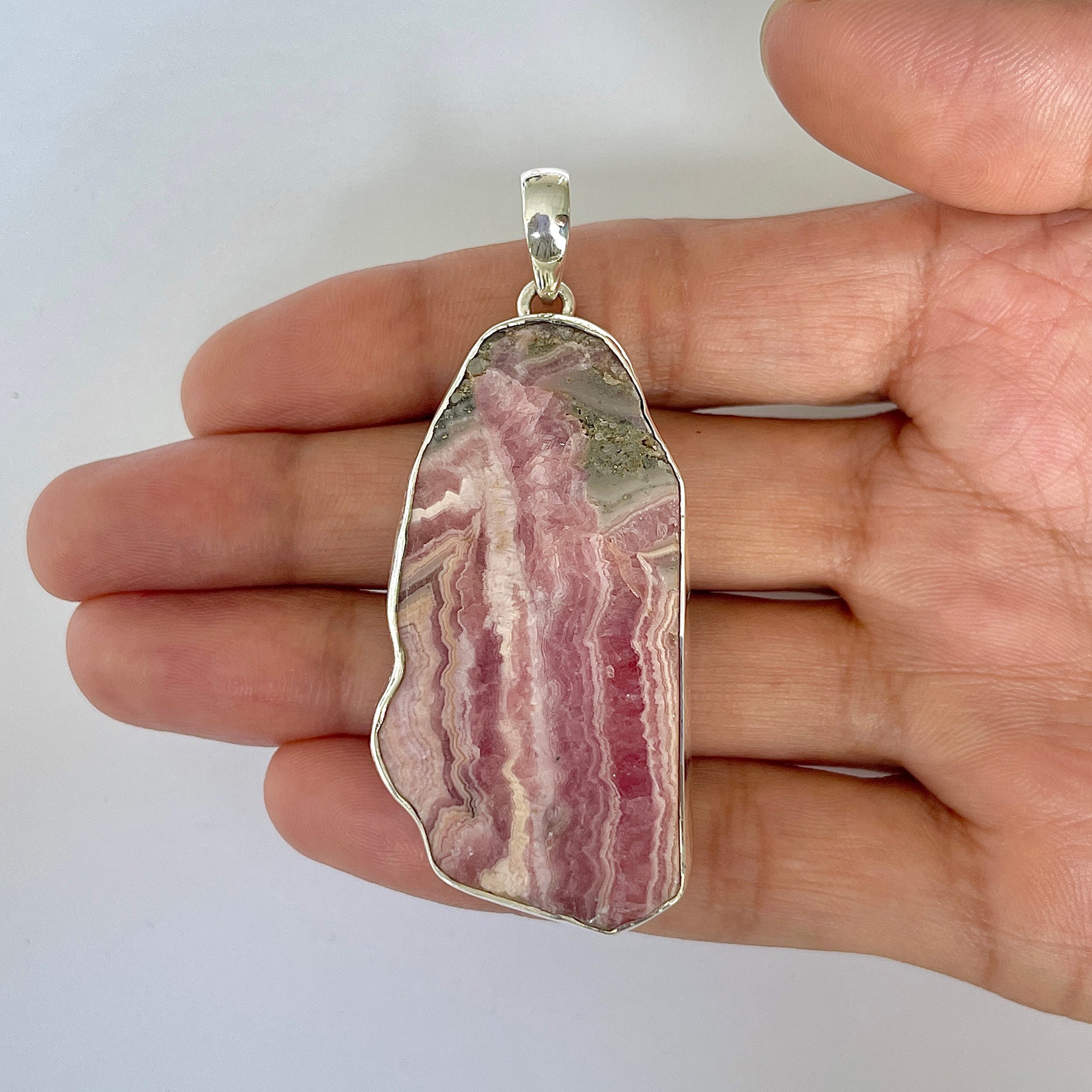 Rhodochrosite Slice Pendant-(RDC-1-16)