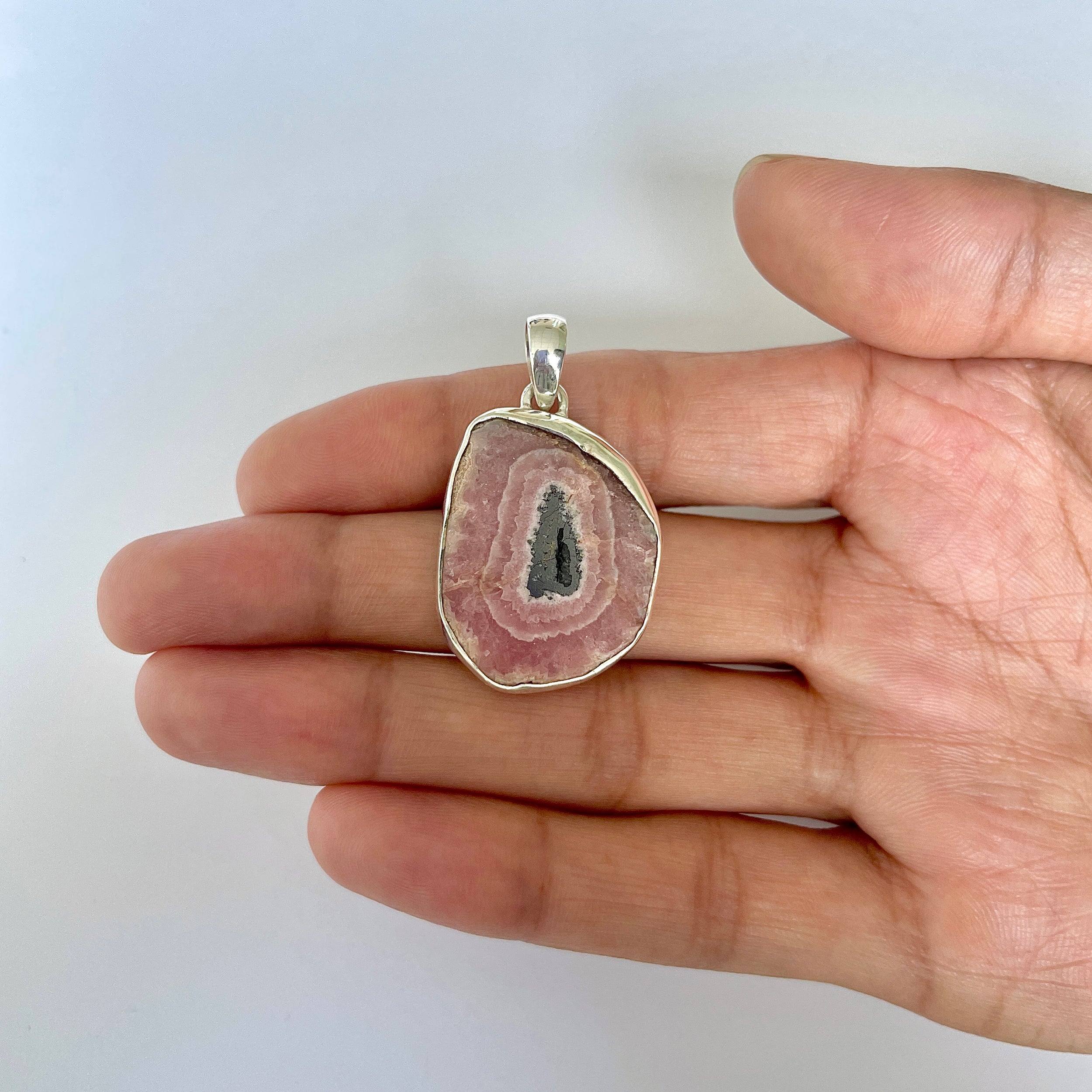Rhodochrosite Slice Pendant-(RDC-1-17)