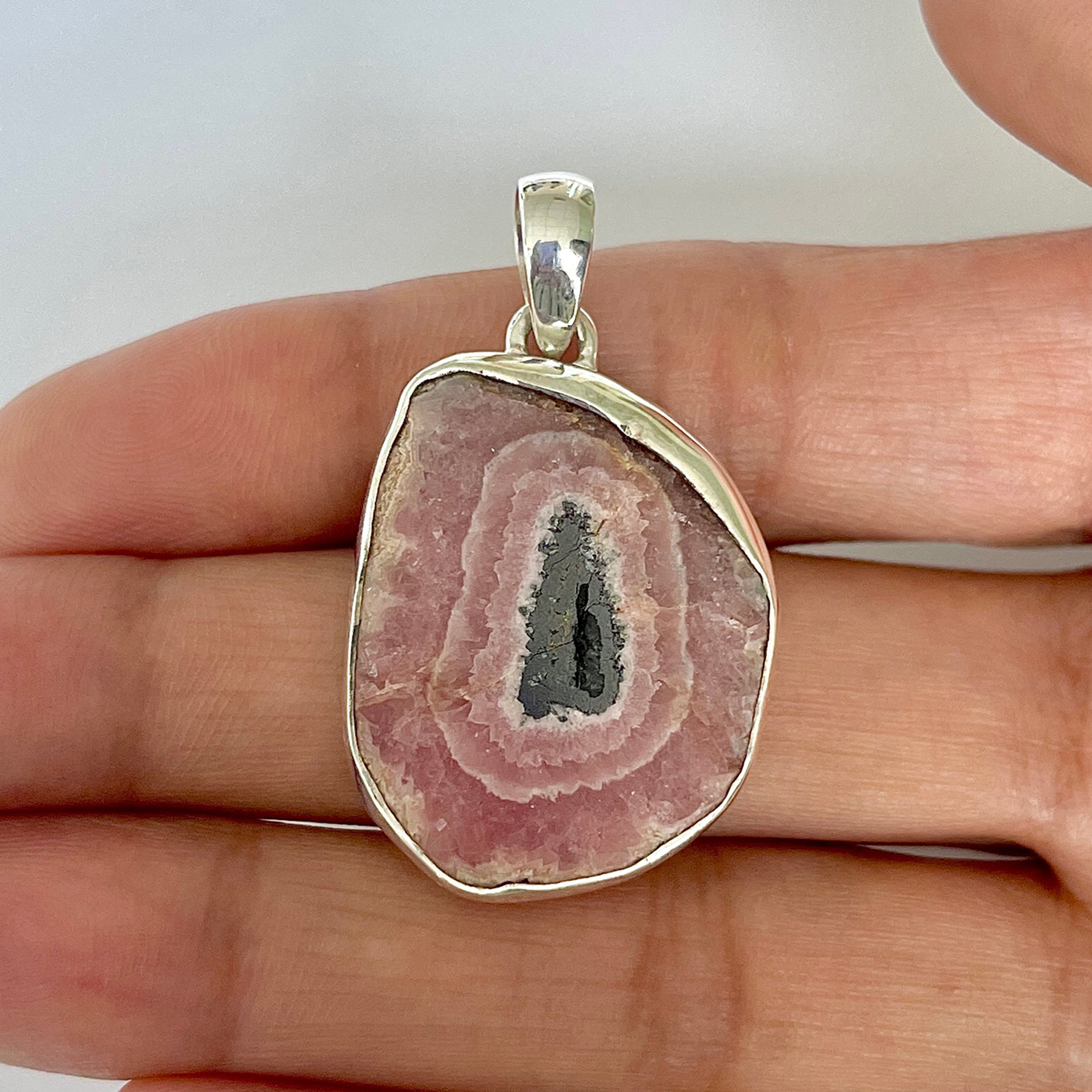 Rhodochrosite Slice Pendant-(RDC-1-17)